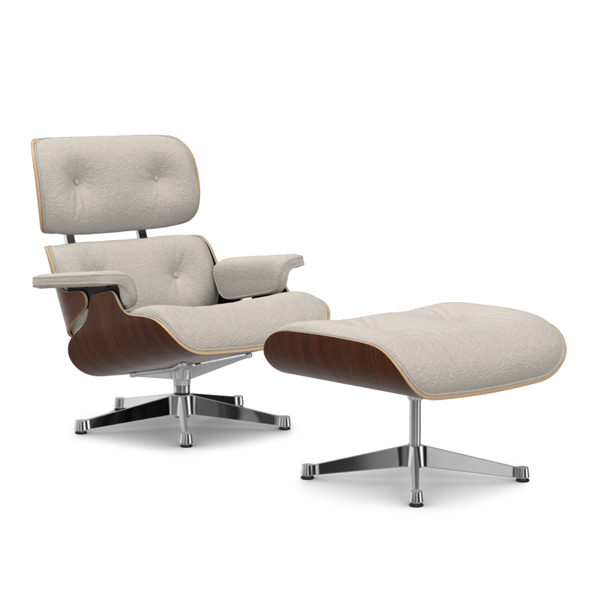 Vitra - Eames Lounge Set Dark Walnut Nubia Ivory Pearl 01 Polished Aluminium - F&aring;t&ouml;ljer - Charles & Ray Eames