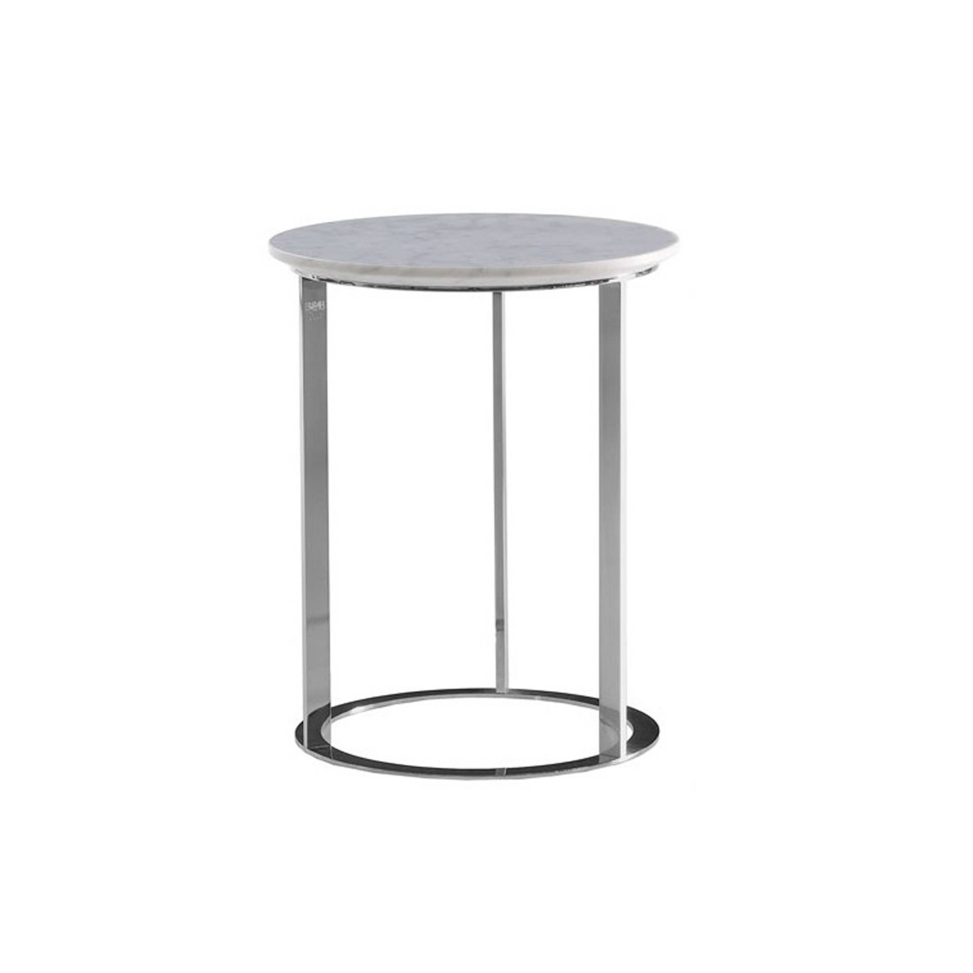 B&B Italia - Mera - Sidobord, Ø 39 cm, H. 48 cm, Underrede: Kromat stål - Soffbord - Antonio Citterio - Vit - Metall/Sten