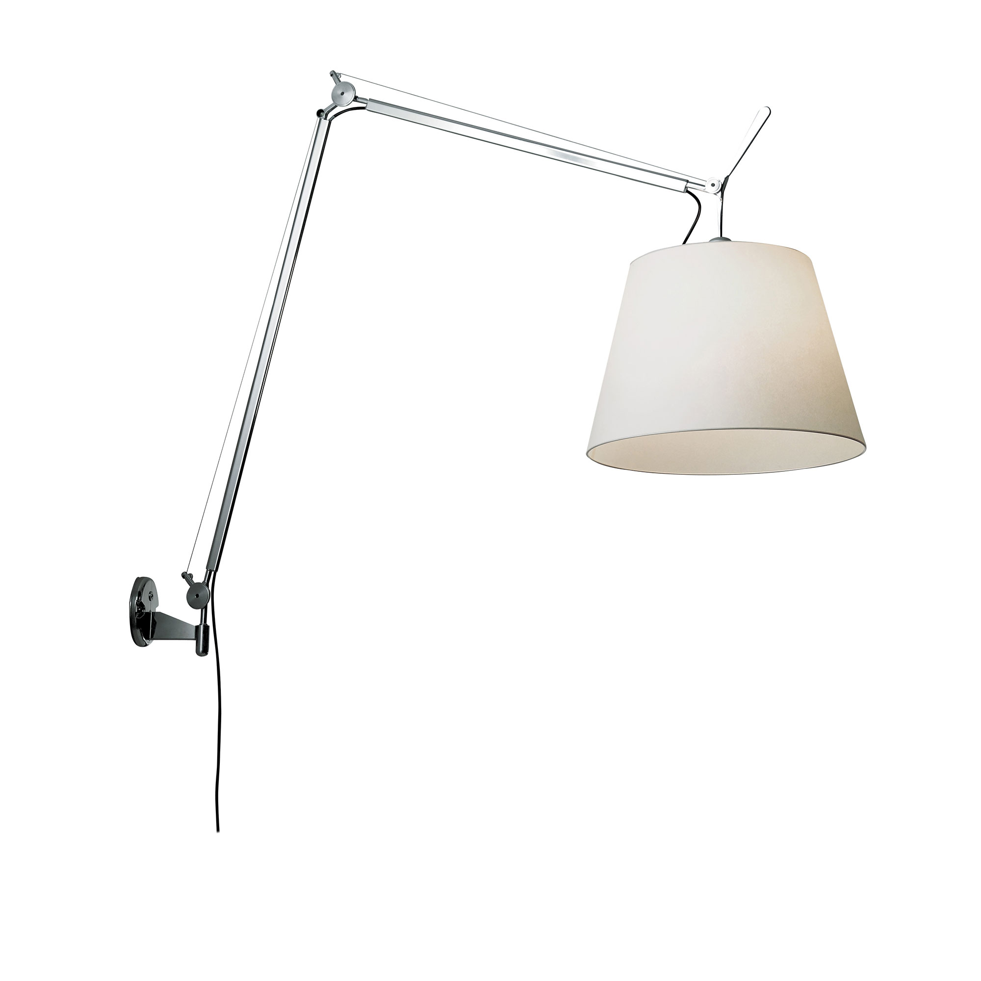 Artemide - Tolomeo Mega Skrivbordslampa, Aluminium, Skärm i Pergamentpapper Ø 32 cm, Med On-off knapp - Skrivbordslampor - Giancarlo Fassina,Michele De Lucchi - Silver