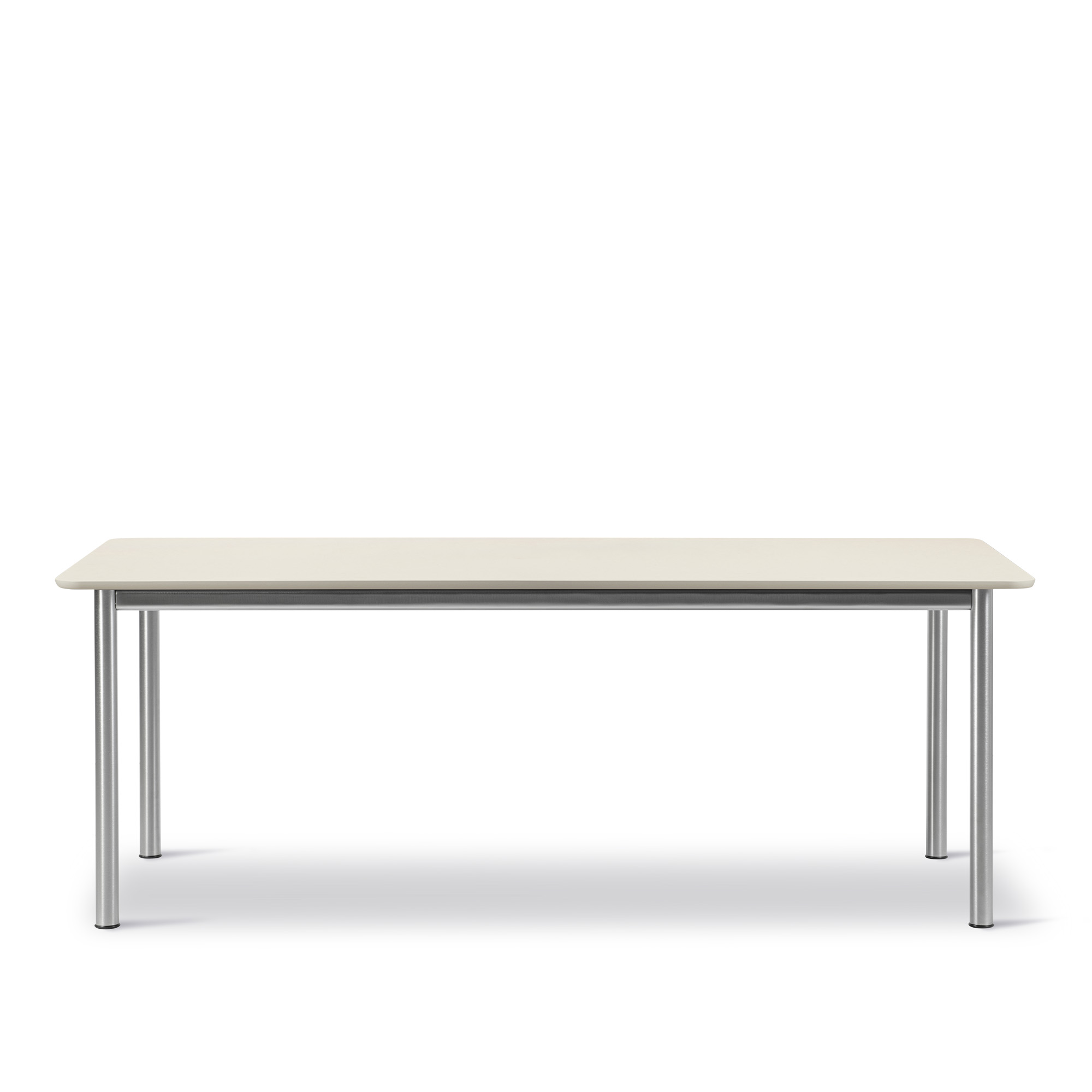Fredericia Furniture - Plan Table - Table 200 x 100 cm - height 73 cm - Really - Cotton Cream - Straight edges matching ABS - Brushed steel - Skrivbord - Edward Barber & Jay Osgerby - Träfärgad - Trä