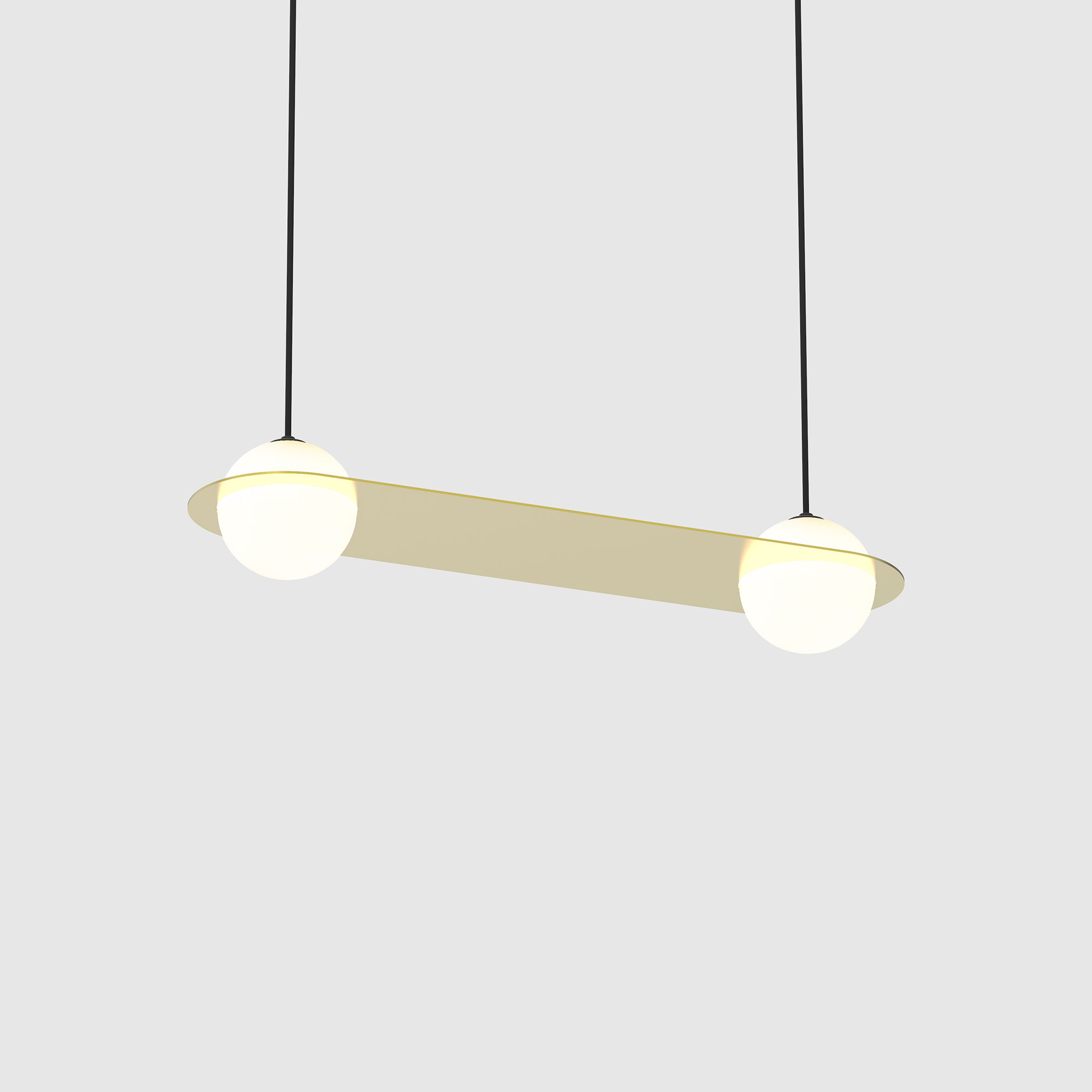 Lambert & Fils - Laurent 03, Parallel, Brass frame, Black wires, Black canopy - Pendellampor - Guld