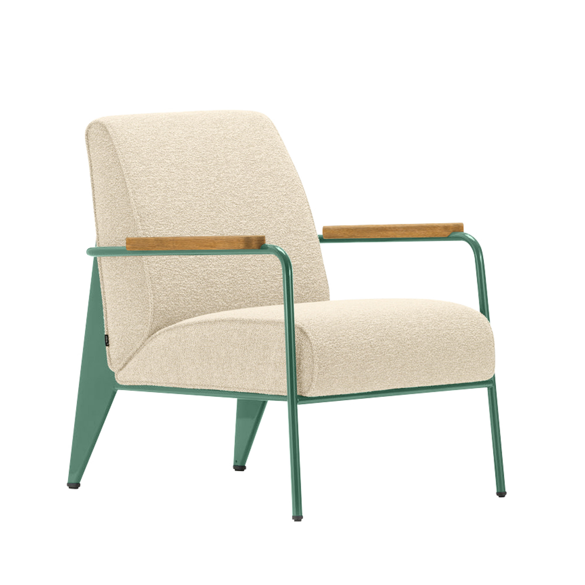 Vitra - Fauteuil de Salon, Prouvé Blé Vert, Natural Oak, Fabric Cat. F100 Nubia Col. 02 Cream/Perle - Fåtöljer - Jean Prouvé - Beige - Metall/Trä/Skum