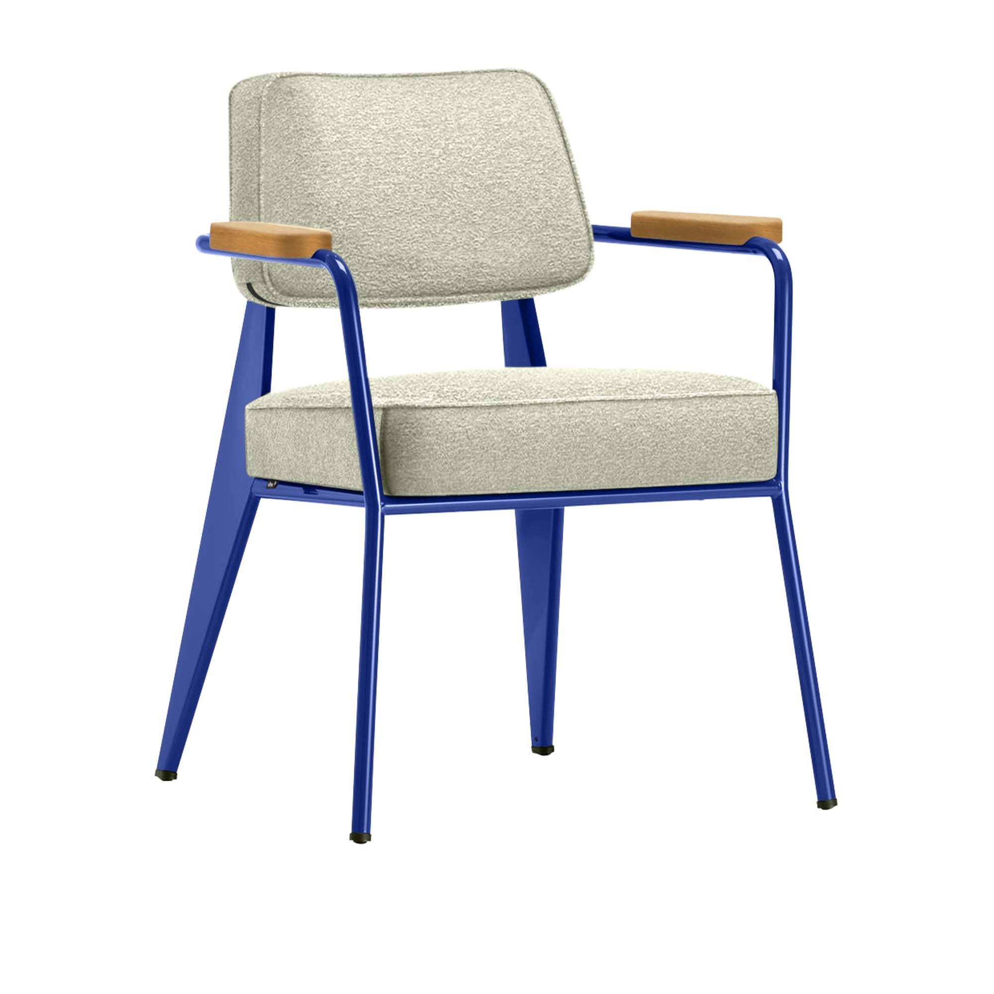 Vitra - Fauteuil Direction, Natural Oak, Prouvé Bleu MarcouleFabric Cat. F100 Nubia Col. 03 Cream/Sand - Matstolar - Jean Prouvé - Beige - Metall/Trä/Textilmaterial/Skum