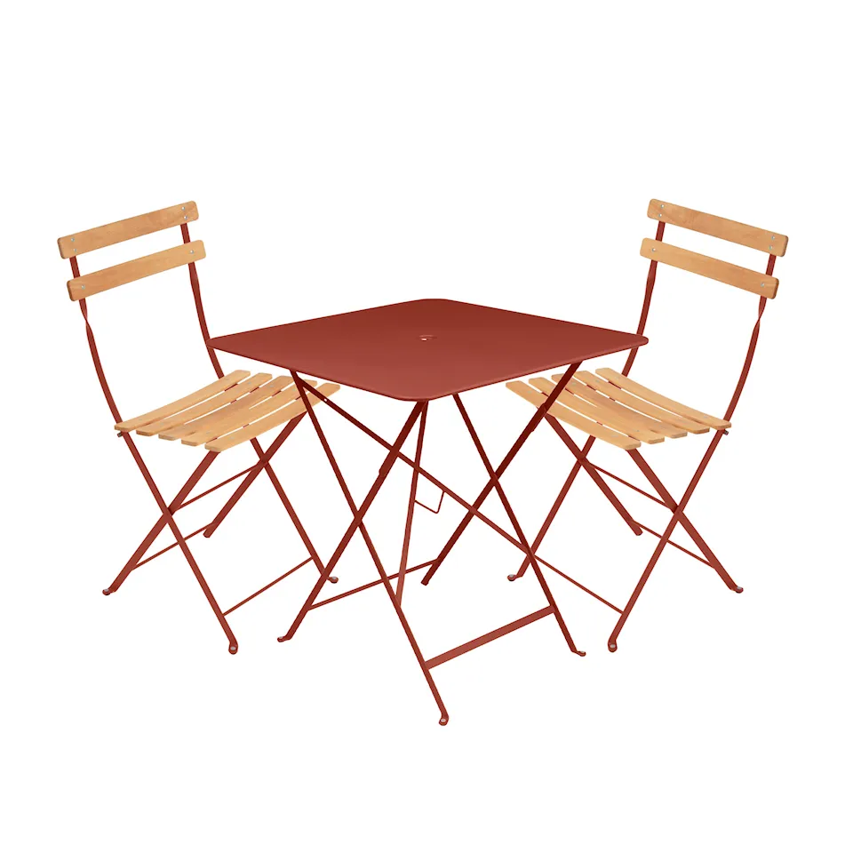 Bistro matgrupp bord 71cm & 2 trä stolar