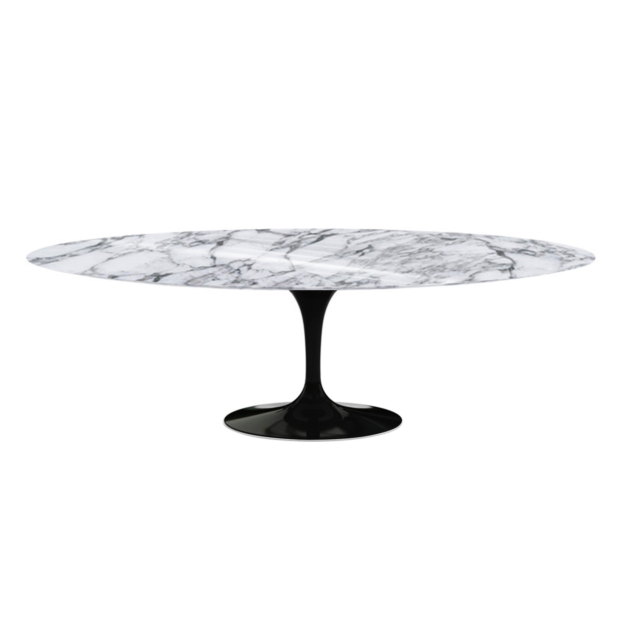 Knoll - Saarinen Oval Table - Matbord, 244 x 137 cm, Svart underrede, skiva i matt vit Arabescato marmor - Matbord - Eero Saarinen - Vit - Metall/Sten | Möbler - Bord - Matbord | Möbelexperten