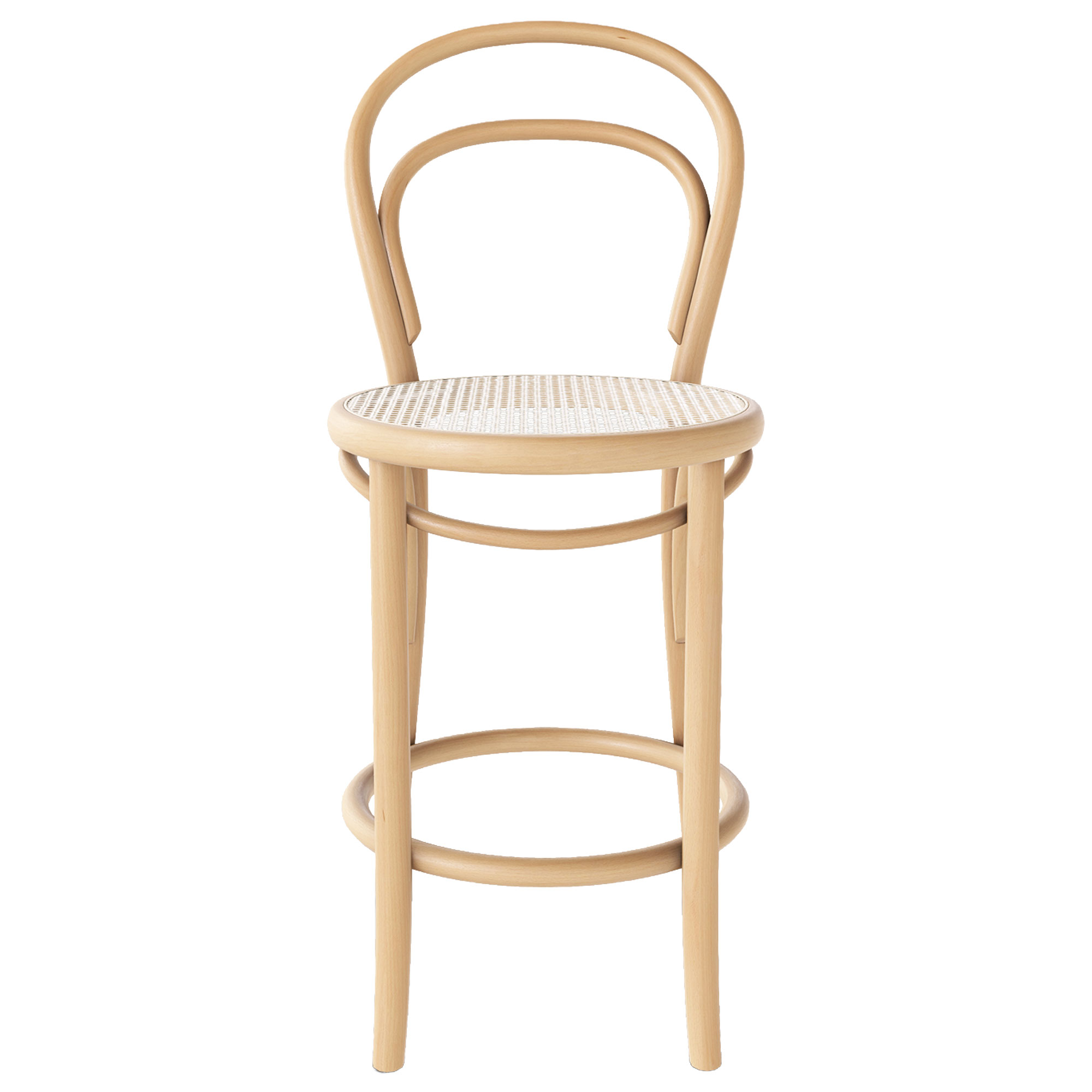 Ton - Ton Barstool 14 Low - Natural Beech Lacq. / Cane - Barstolar - Michael Thonet - Tr&auml;f&auml;rgad - Tr&auml;