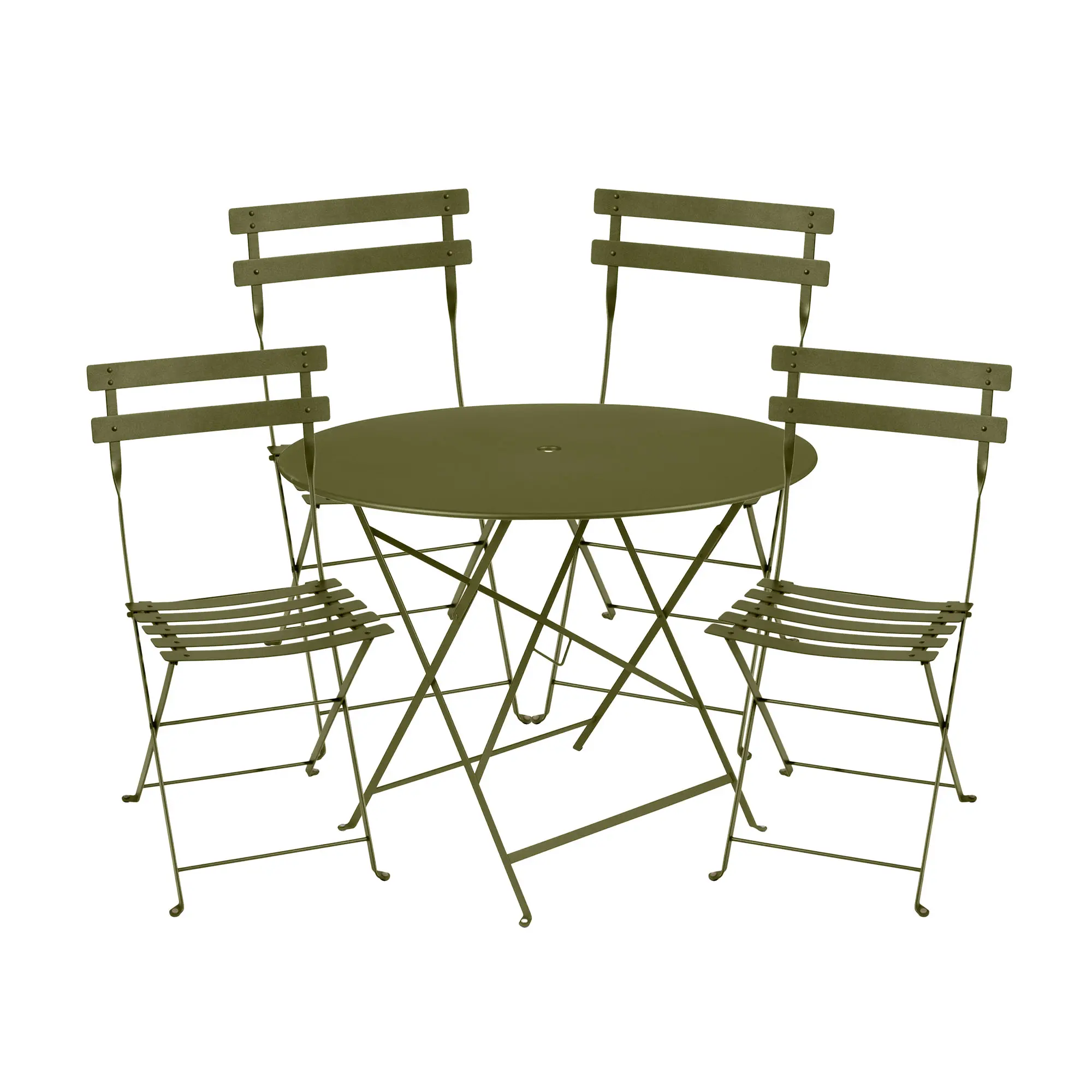 Bistro matgrupp Ø96cm & 4 metall stolar