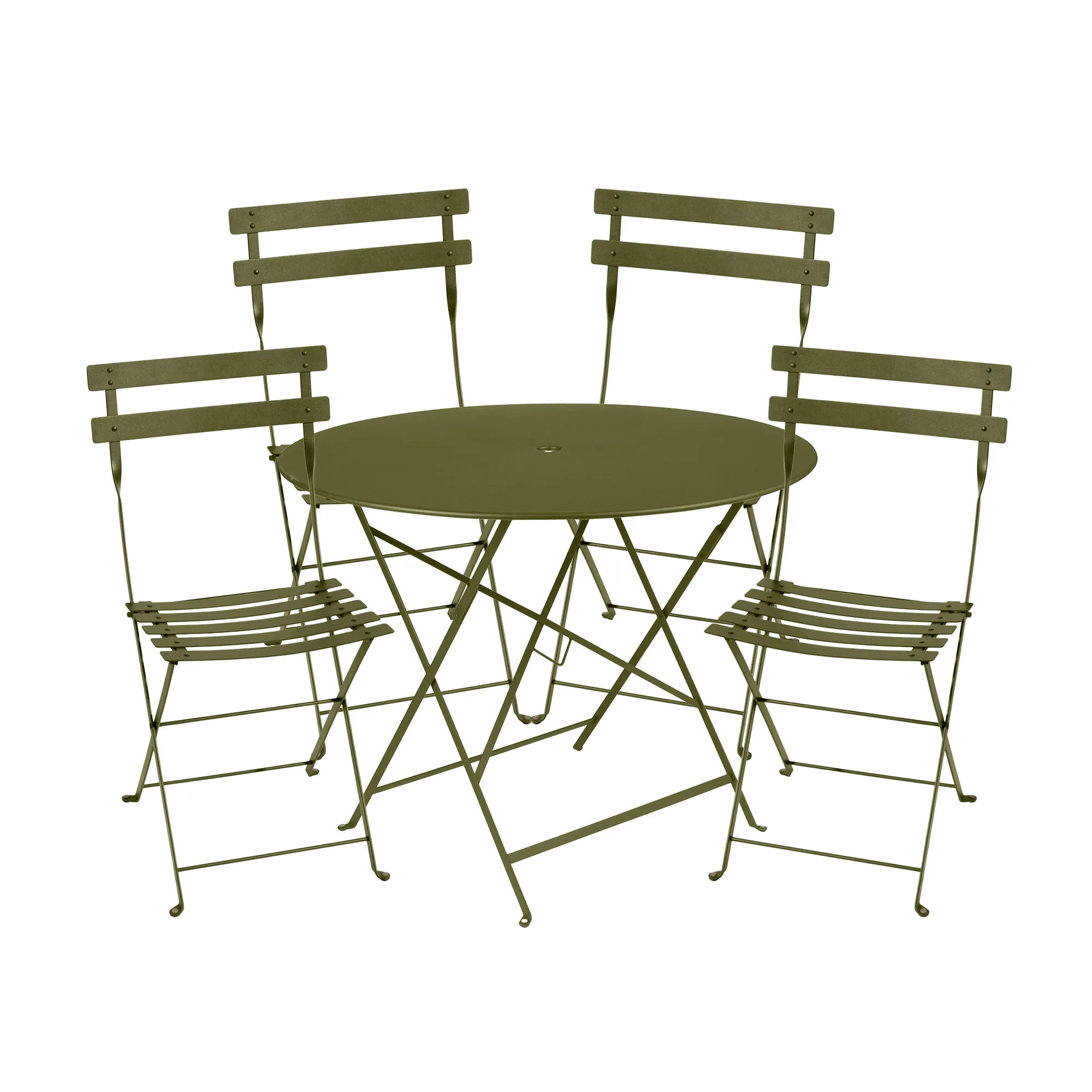 Bistro matgrupp Ø96cm & 4 metall stolar