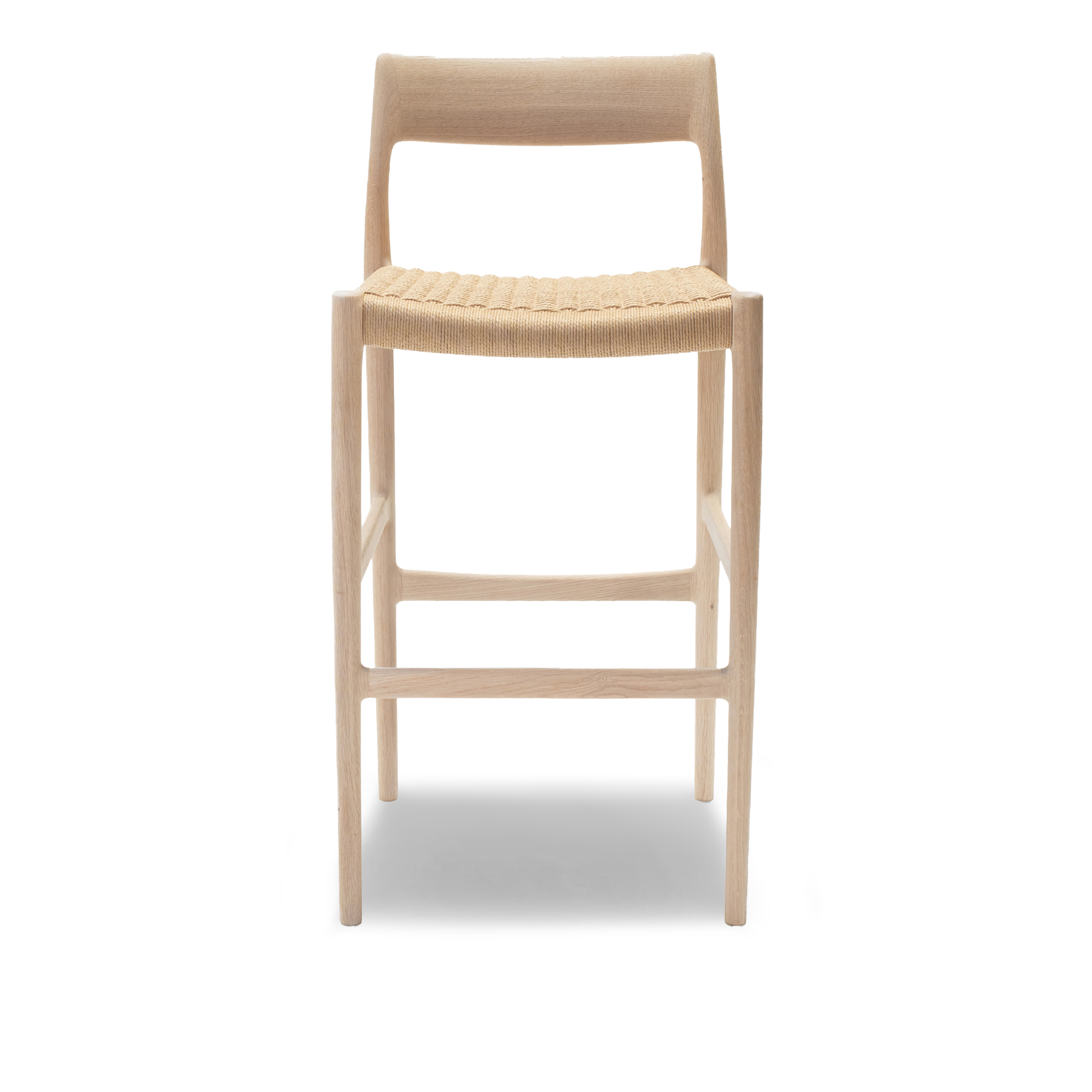 J.L. M&oslash;ller - Model 77B counter chair Oak, Soap, Natural Rope - Barstolar - Niels Otto M&oslash;ller - Beige - Papper/Tr&auml;