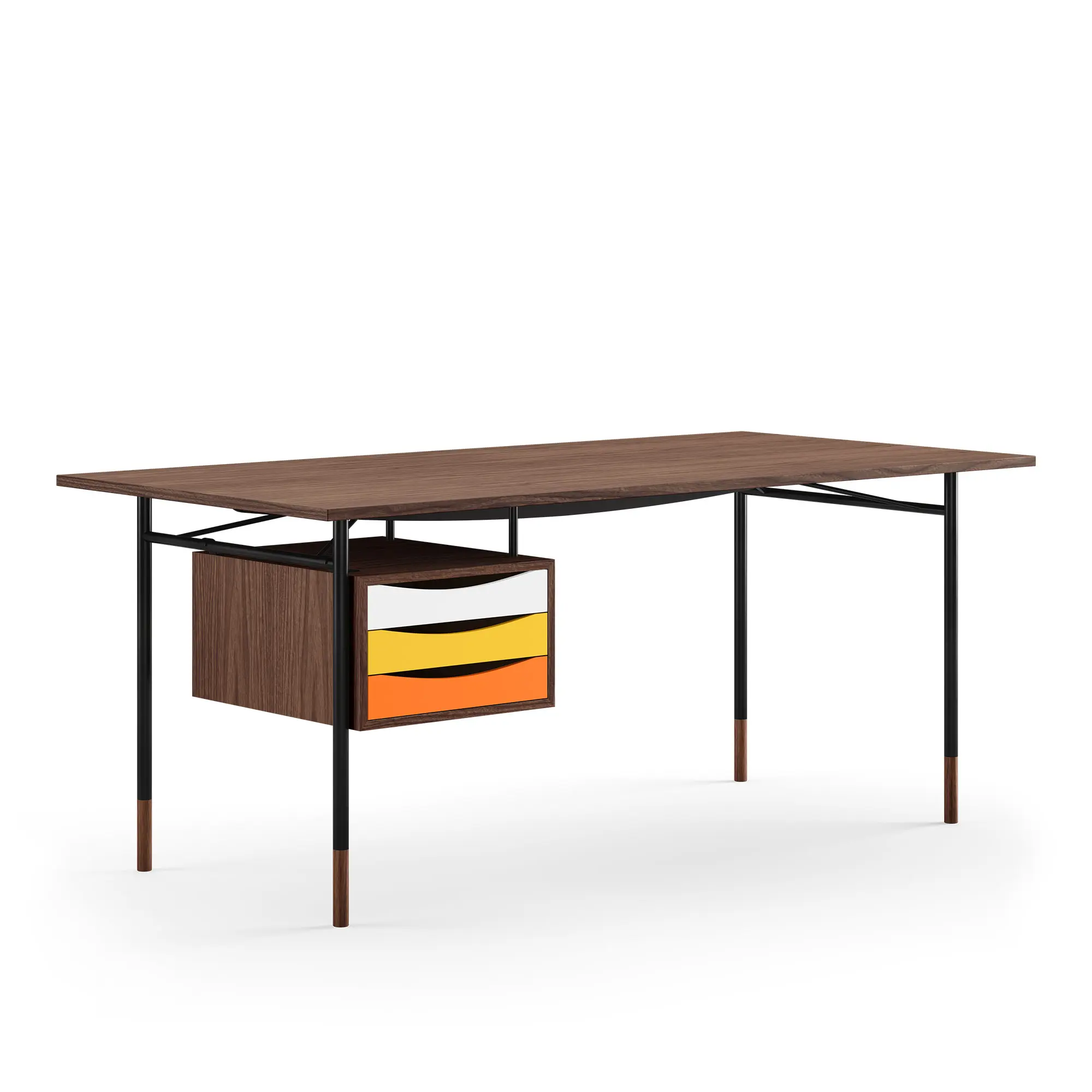 Nyhavn skrivbord 170 cm Warm med lådor Black