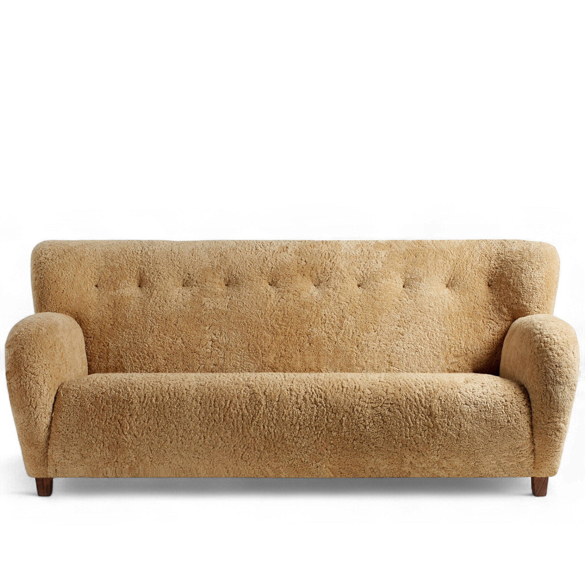Dagmar - Karu Sofa, 3 Seater Sheepskin Maple Walnut - Soffor - Gunnar Haimi - Beige - Trä/Textilmaterial | Möbler - Soffor Och Dagbäddar - Soffor | Möbelexperten