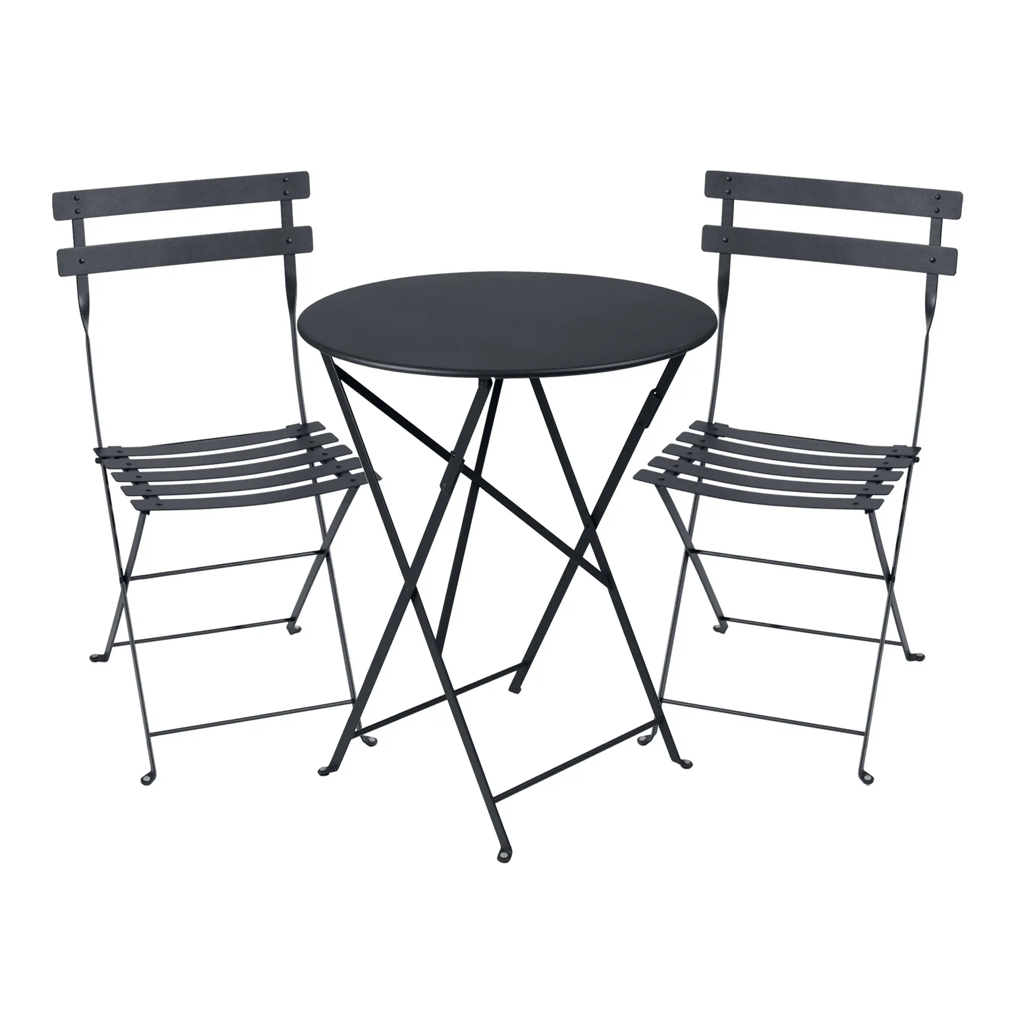 Bistro matgrupp runt bord Ø57cm & 2 metall stolar