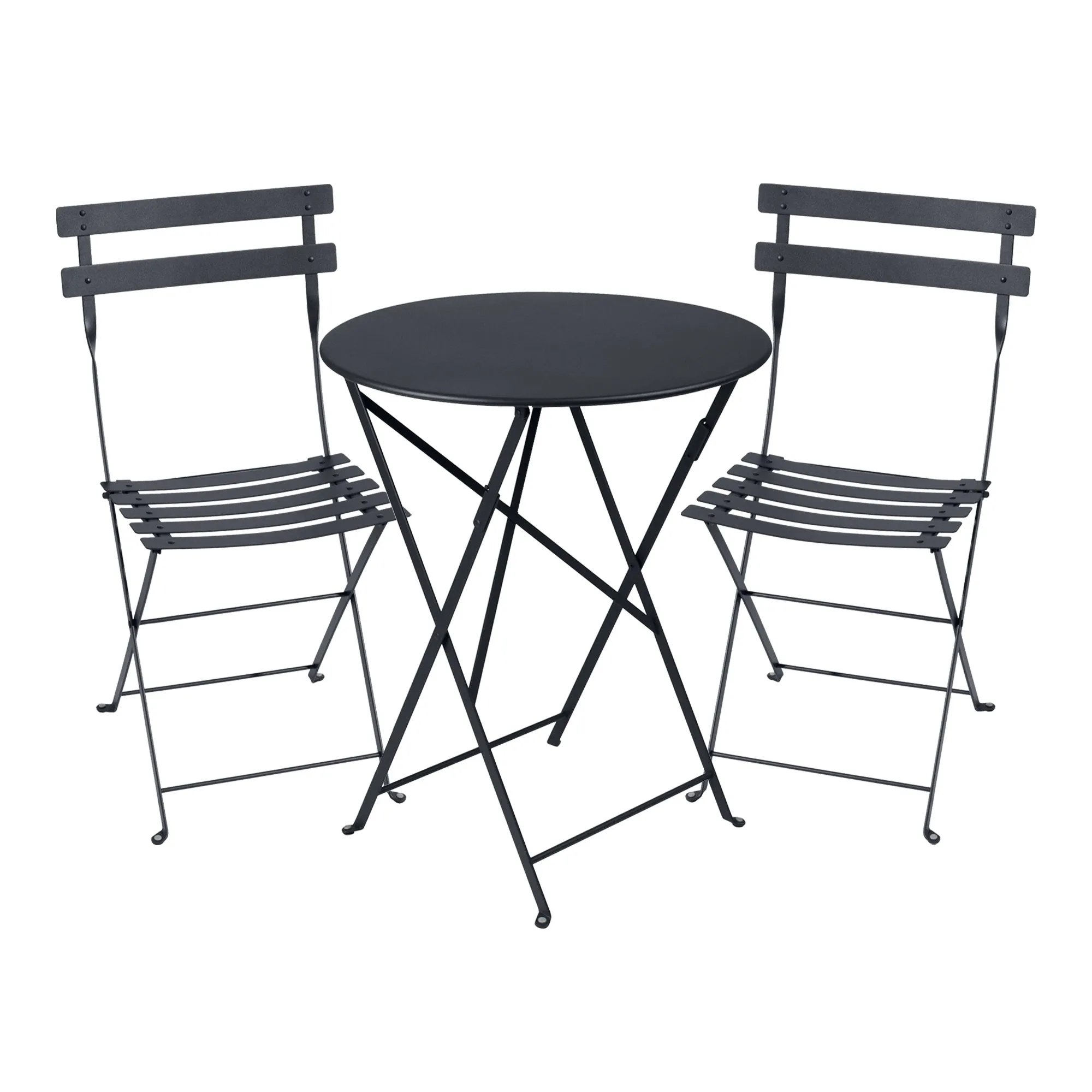 Bistro matgrupp runt bord Ø57cm & 2 metall stolar