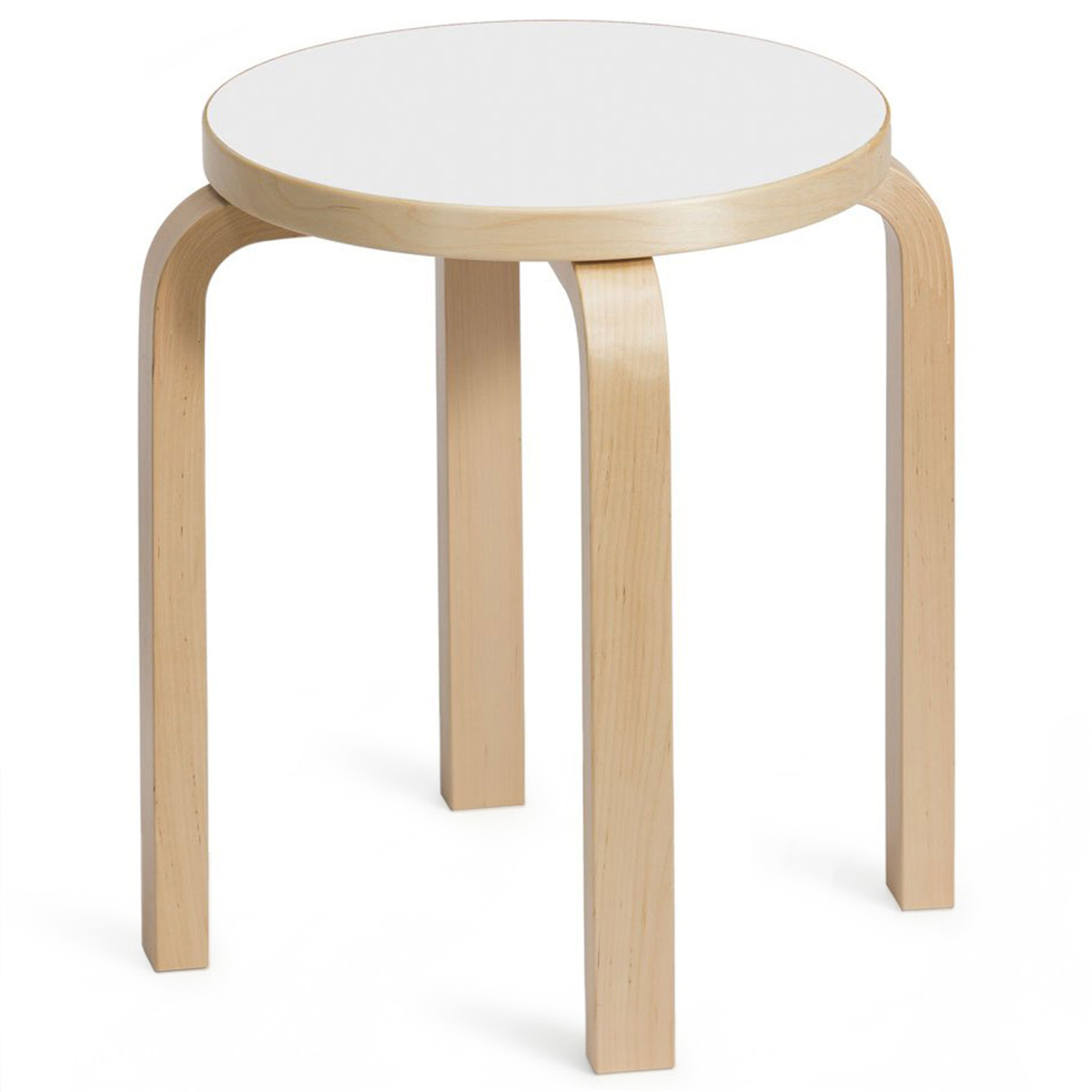 Artek - Pall E60, 4 ben, Klarlackade ben, Vit laminat sits - Pallar - Alvar Aalto - Vit - Trä | Möbler - Stolar Och Pallar - Pallar | Möbelexperten