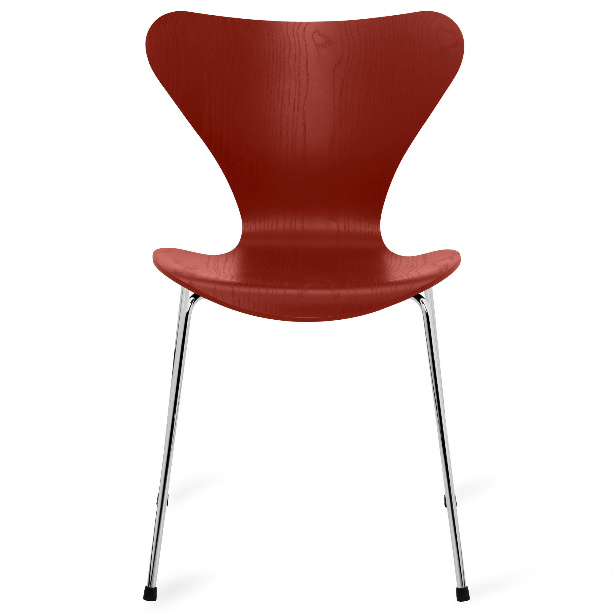 Fritz Hansen - Sjuan 3107 stol f&auml;rgad askfan&eacute;r chrome / venetian red - Matstolar - Arne Jacobsen - R&ouml;d - Metall/Tr&auml;