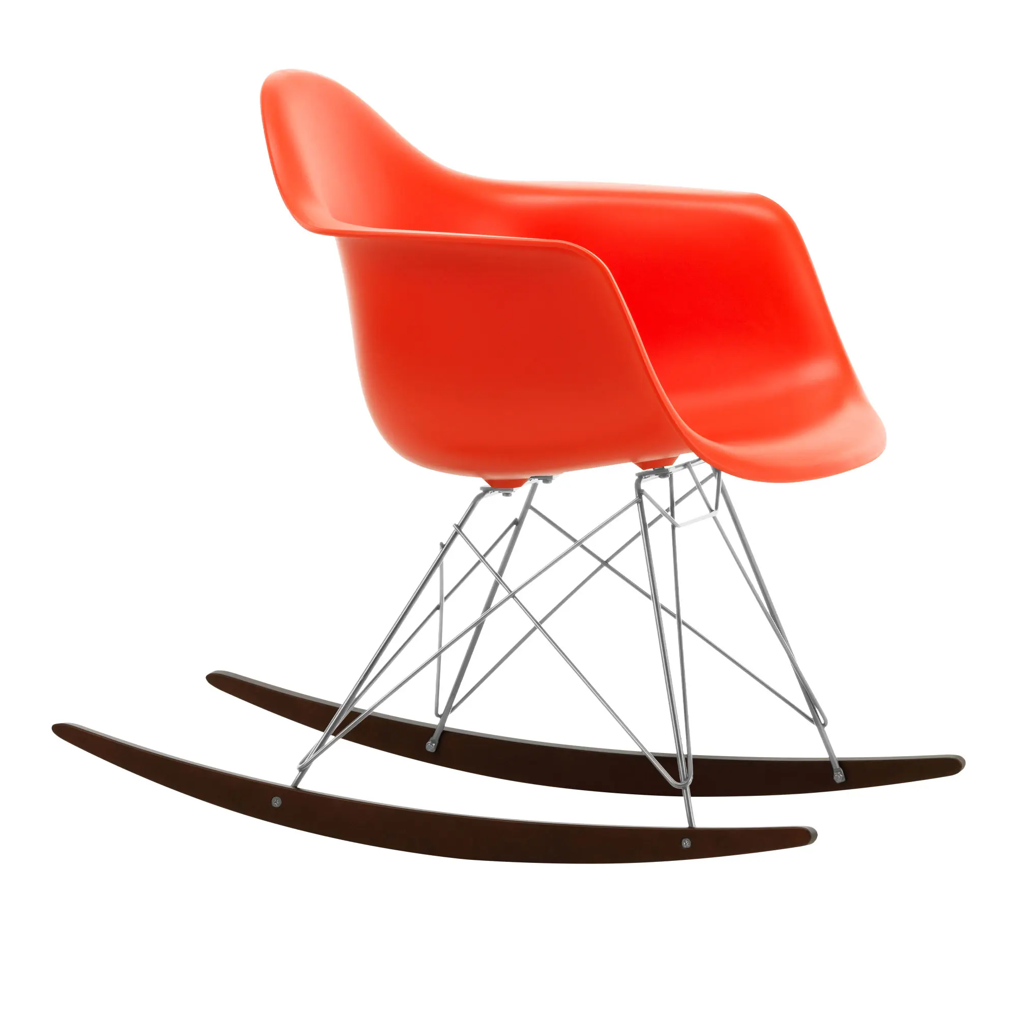 Eames RE Plastic Armchair RAR gungstol Chrome/Dark Maple