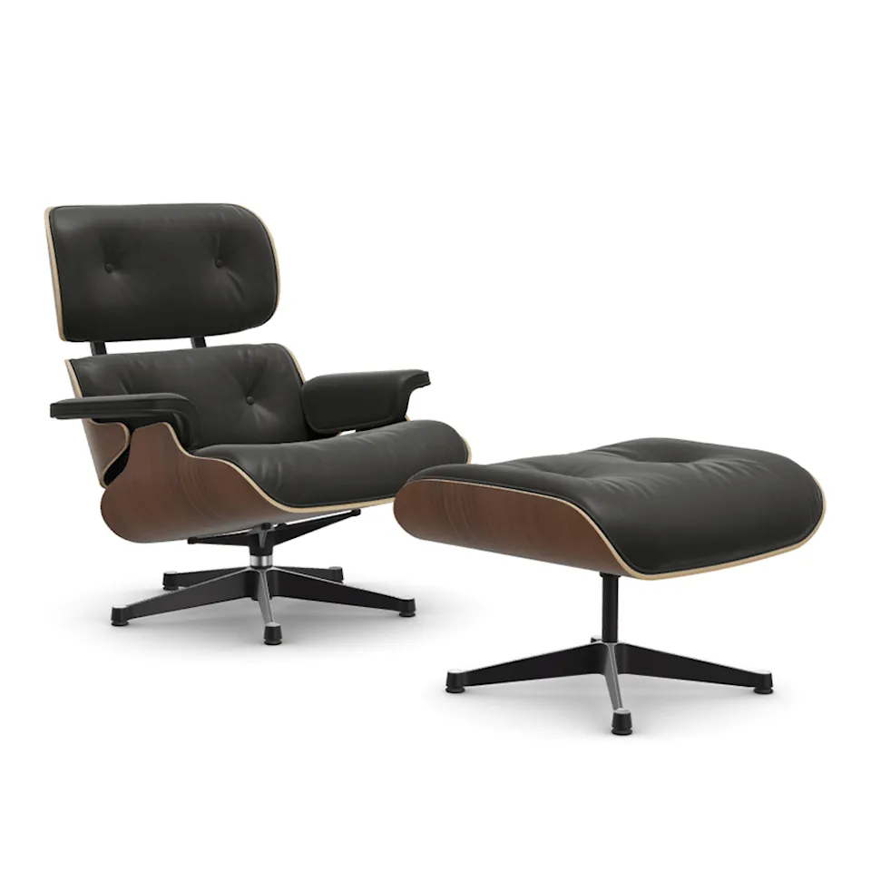 Eames Lounge Chair & Ottoman Black Pigmented Walnut Polished/Black