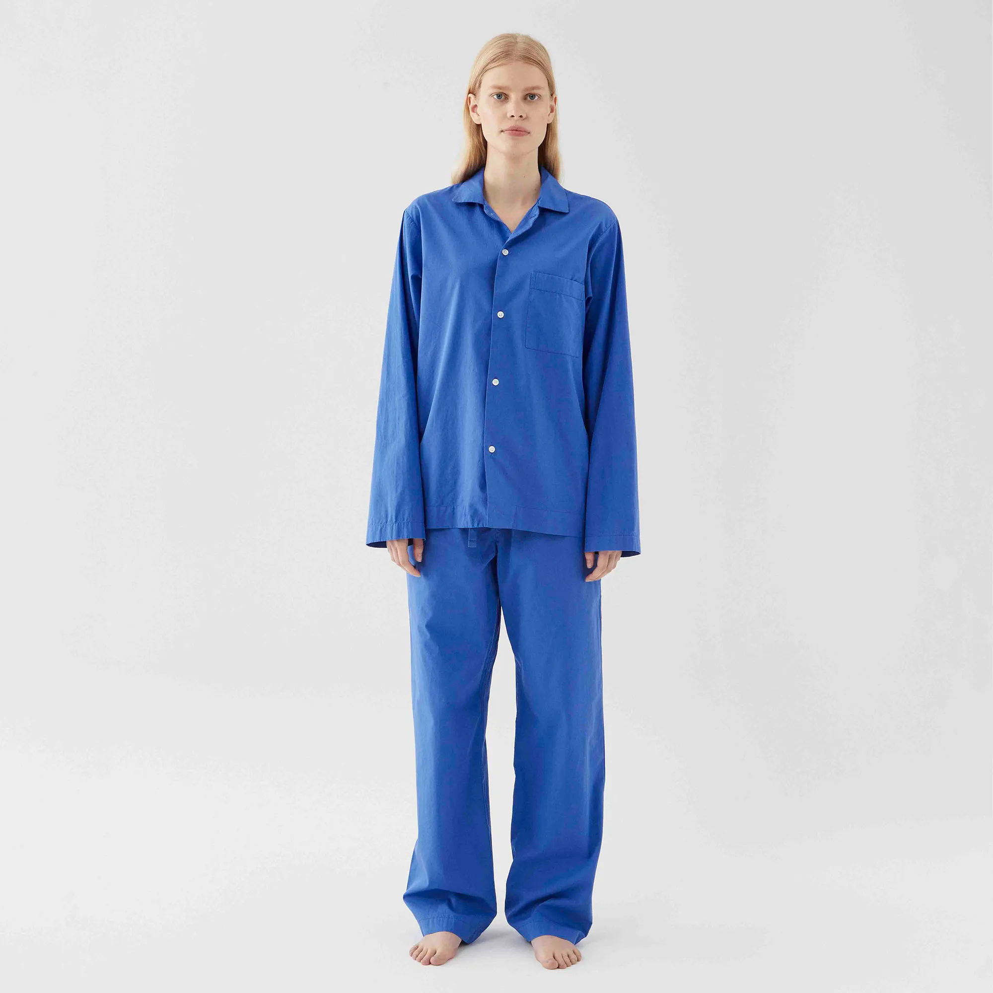 Poplin Pyjamas Shirt Royal Blue