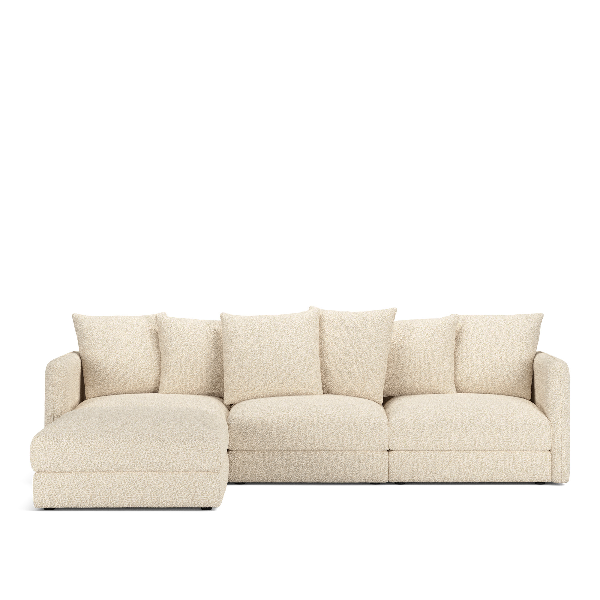 NOGA - Pavarotti 3-Seater + Footstool, Removable Cover, Cushion Variant 01, Vellus 04 - Soffor - Beige