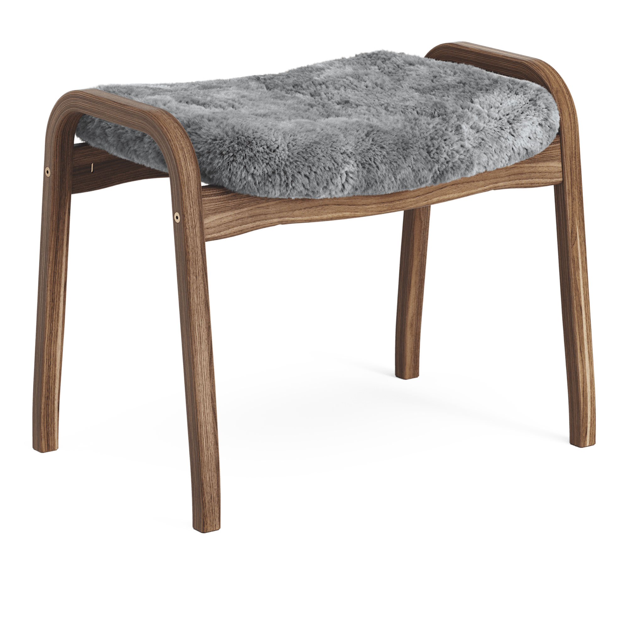 Swedese - Lamino fotpall naturlackad valnöt/fårskinn scandinavian grey - Fotpallar - Yngve Ekström - Grå - Trä/Ull