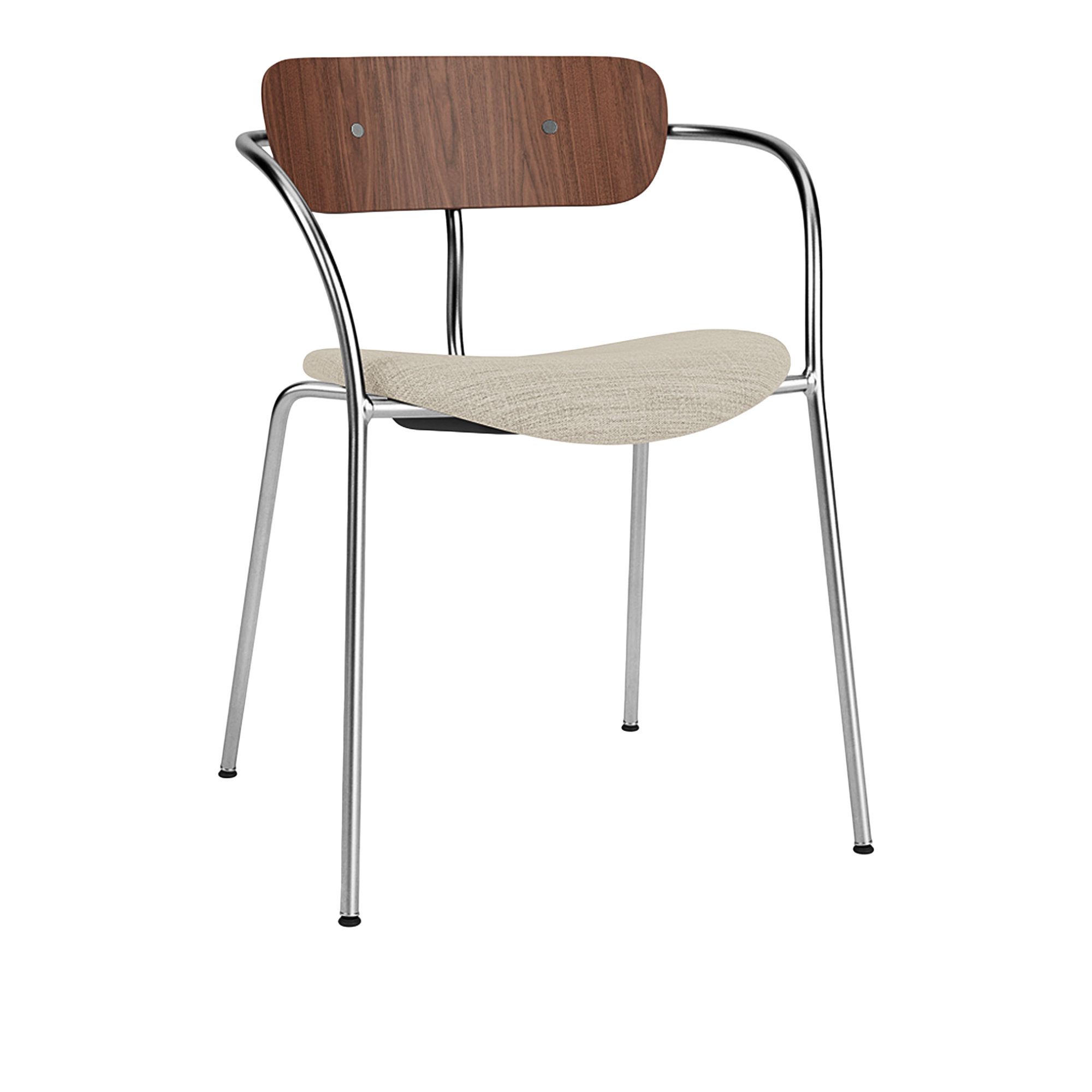 &Tradition - Pavilion Armchair AV4 Chrome Finish Lacquered  Walnut, Fabric Cat.2 Col 05 Ruskin - Matstolar - Anderssen & Voll - Beige - Trä