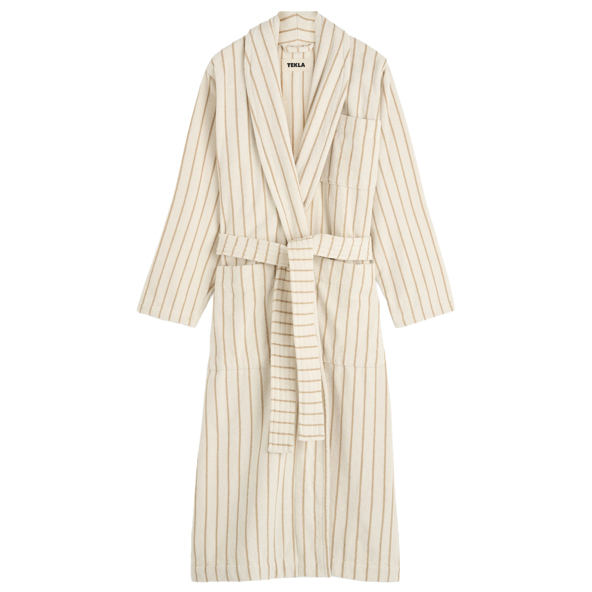 Tekla - Classic Bathrobe, Sienna Stripes, L - Badrockar - Beige - Bomull | Textilier - Badrumstextilier - Badrockar | Möbelexperten