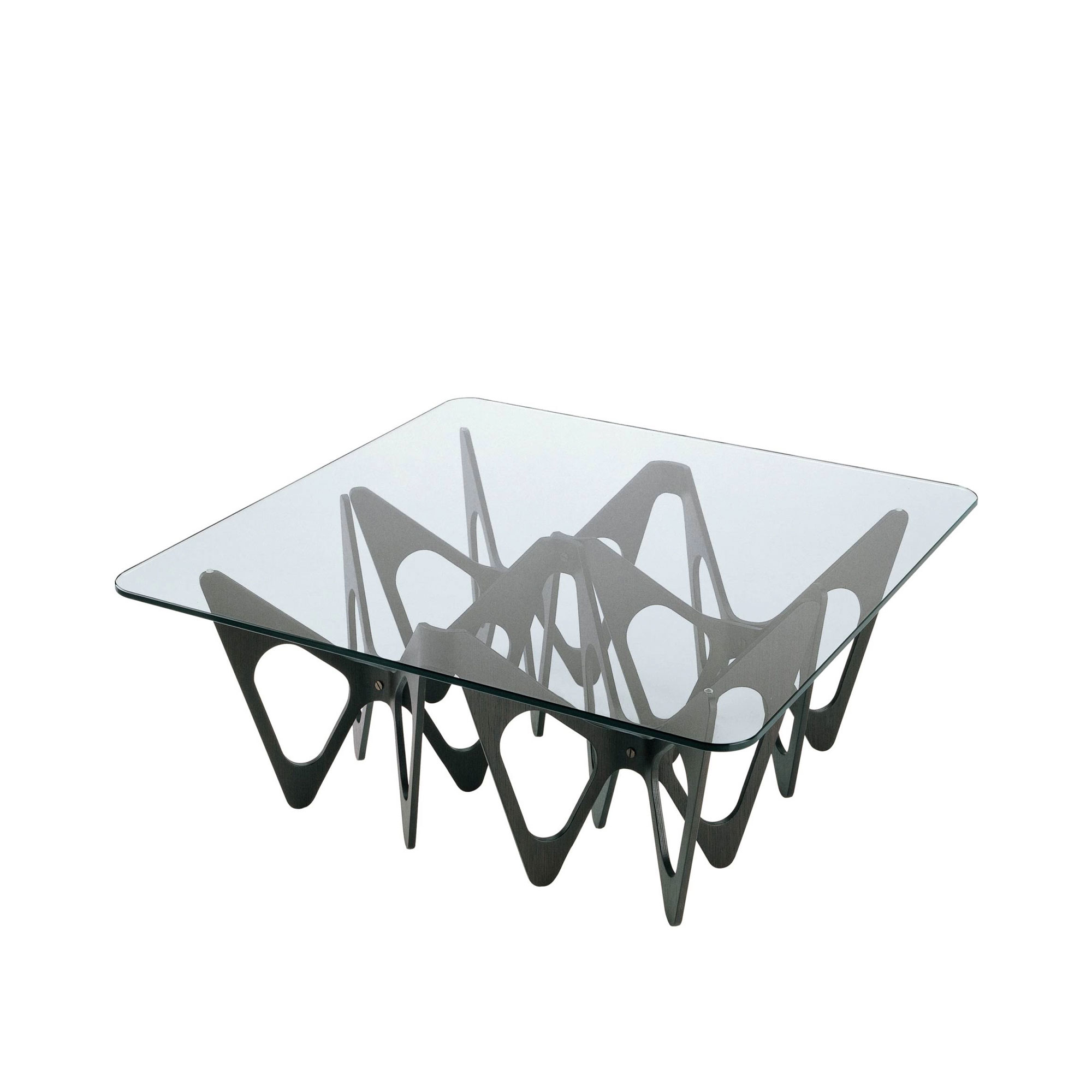 Zanotta - Butterfly, 90x90, Ram: Wengé-betsad ek - Soffbord - Alexander Taylor - Transparent - Glas/Trä