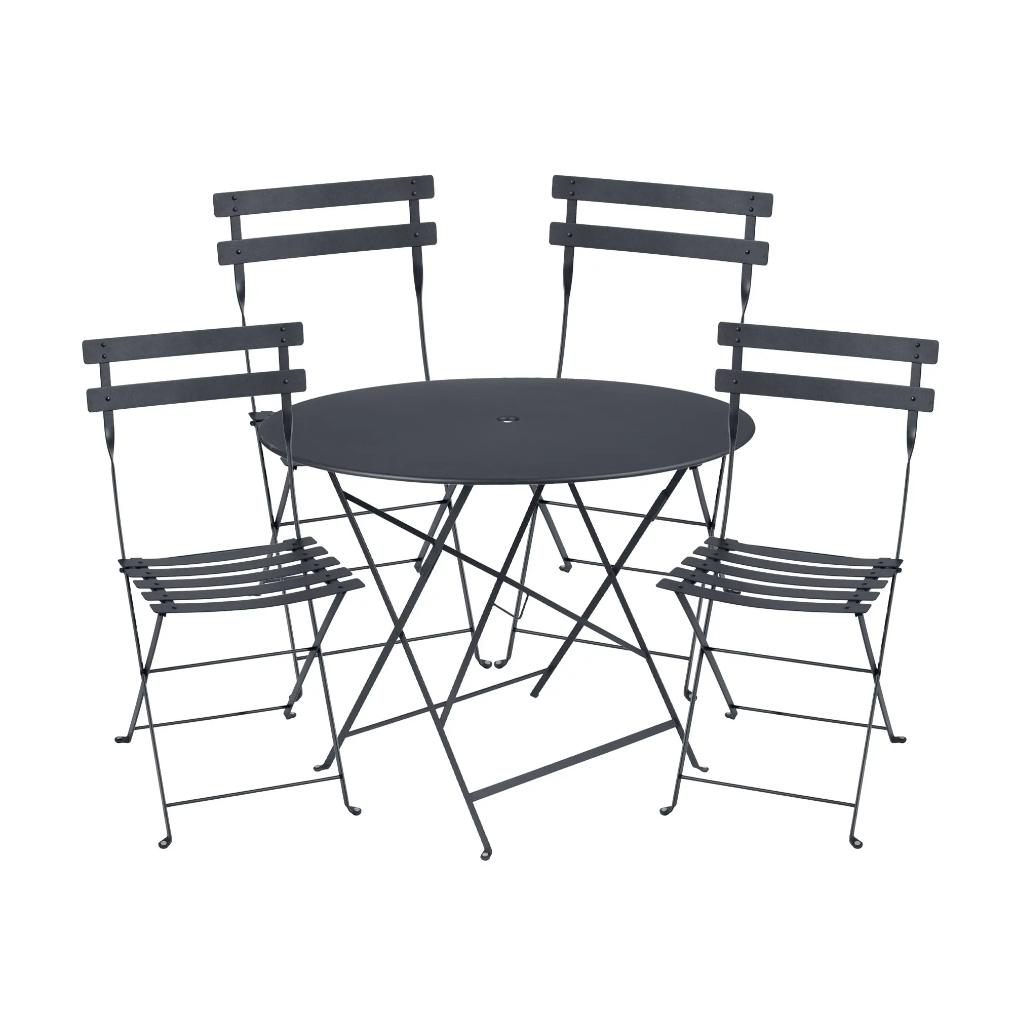 Bistro matgrupp Ø96cm & 4 metall stolar