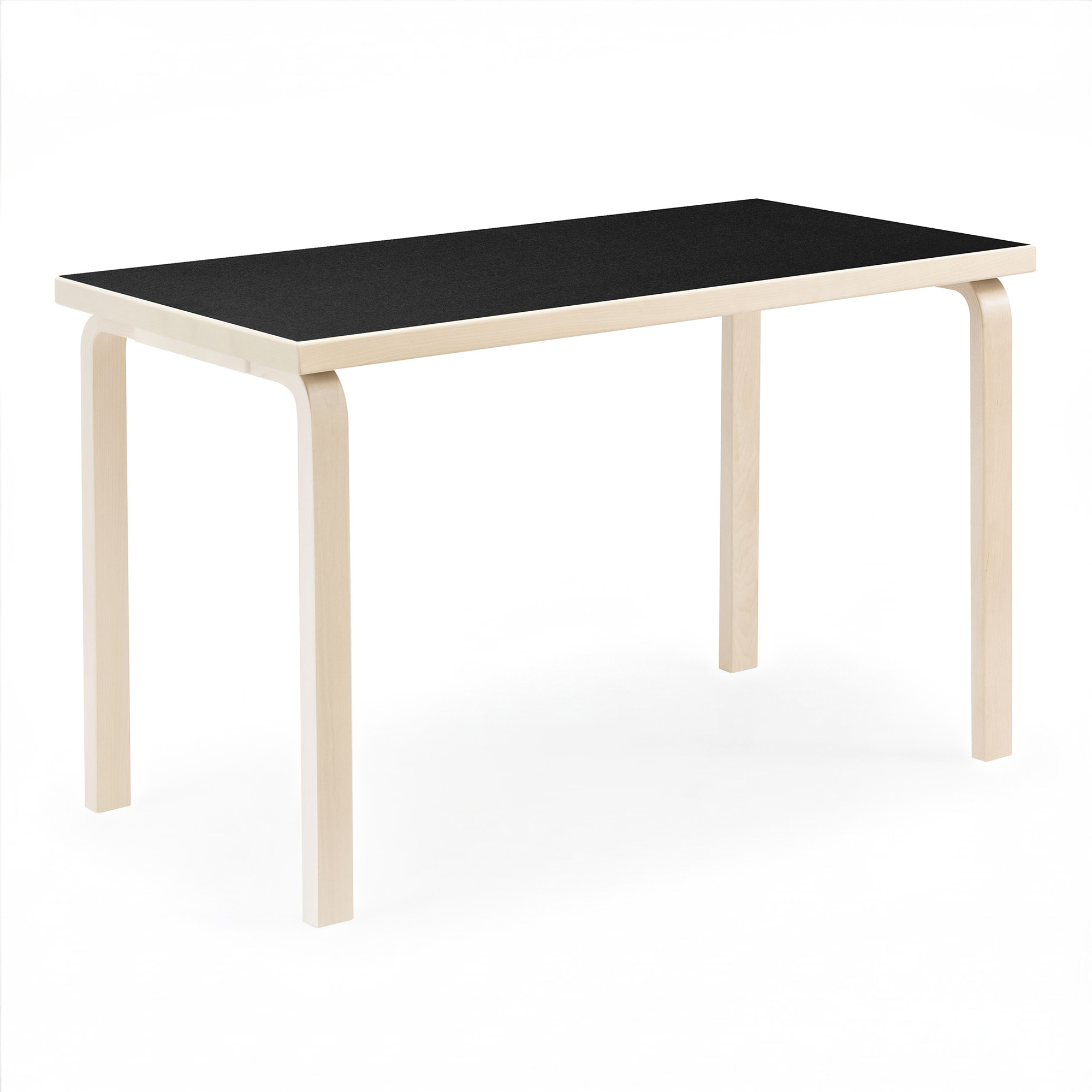 Artek - Aalto Bord 80A, Svart linoleum, Klarlackad - Matbord - Alvar Aalto - Svart - Tr&auml;