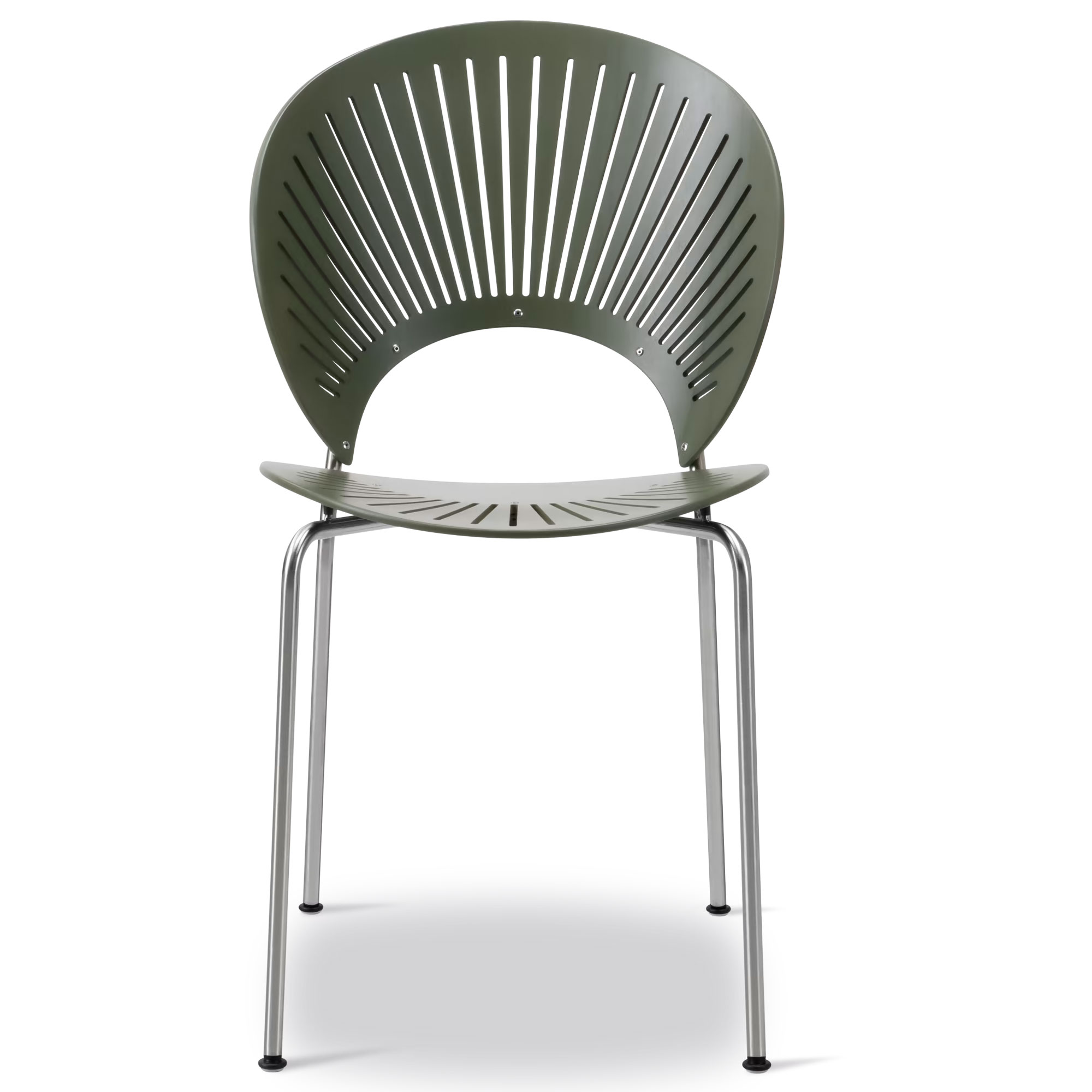 Fredericia Furniture - Trinidad stol krom / khaki green - Matstolar - Nanna Ditzel - Gr&ouml;n - Tr&auml;
