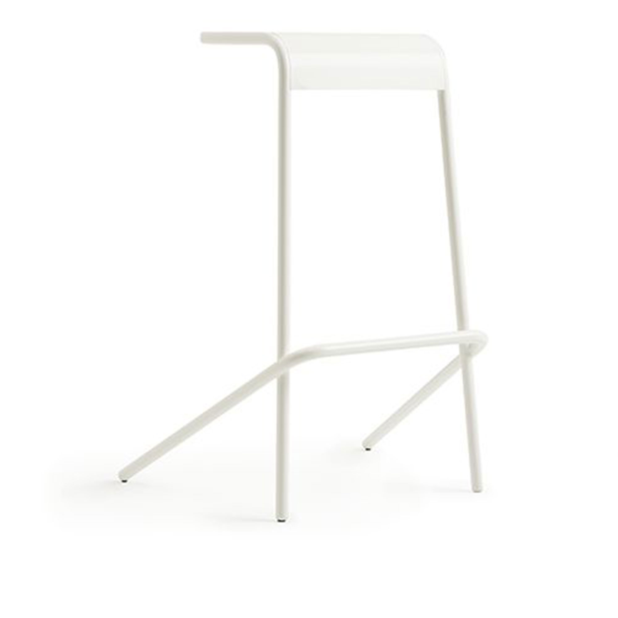 Cappellini - Alodia Low Stool, Metal Seat/Structure, Black Polypropylene Feet, 01 White Finish - Barstolar & barpallar - Todd Bracher - Vit - Metall/Plast