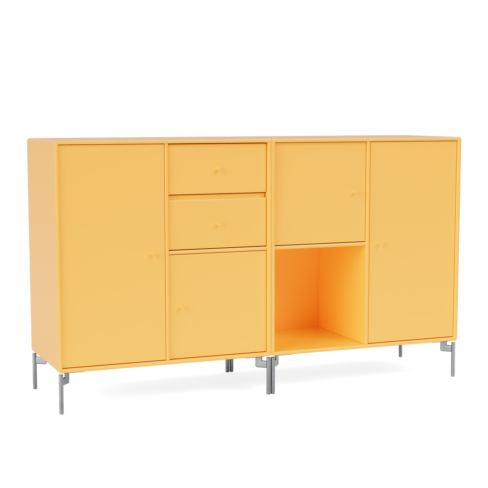 montana - couple sideboard 166-acacia matt chrome - skänkar och sideboards - peter j. lassen - gul - trä