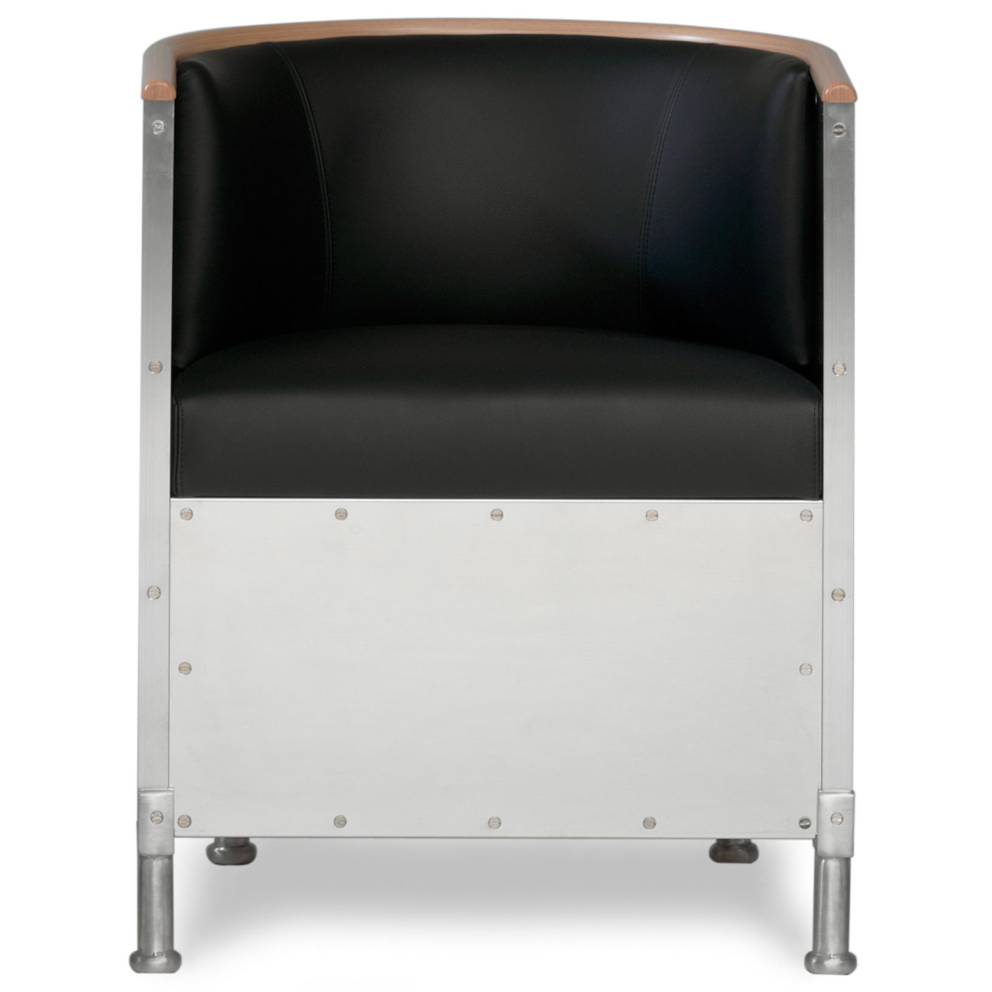 Källemo - Aluminium Fåtölj Tärnsjö Plymåläder 8175, Karm i naturlig bok, Polerad aluminium - Fåtöljer - Mats Theselius - Silver,Svart - Läder/Metall/Trä/Skum | Möbler - Fåtöljer Och Puffar - Fåtöljer | Möbelexperten