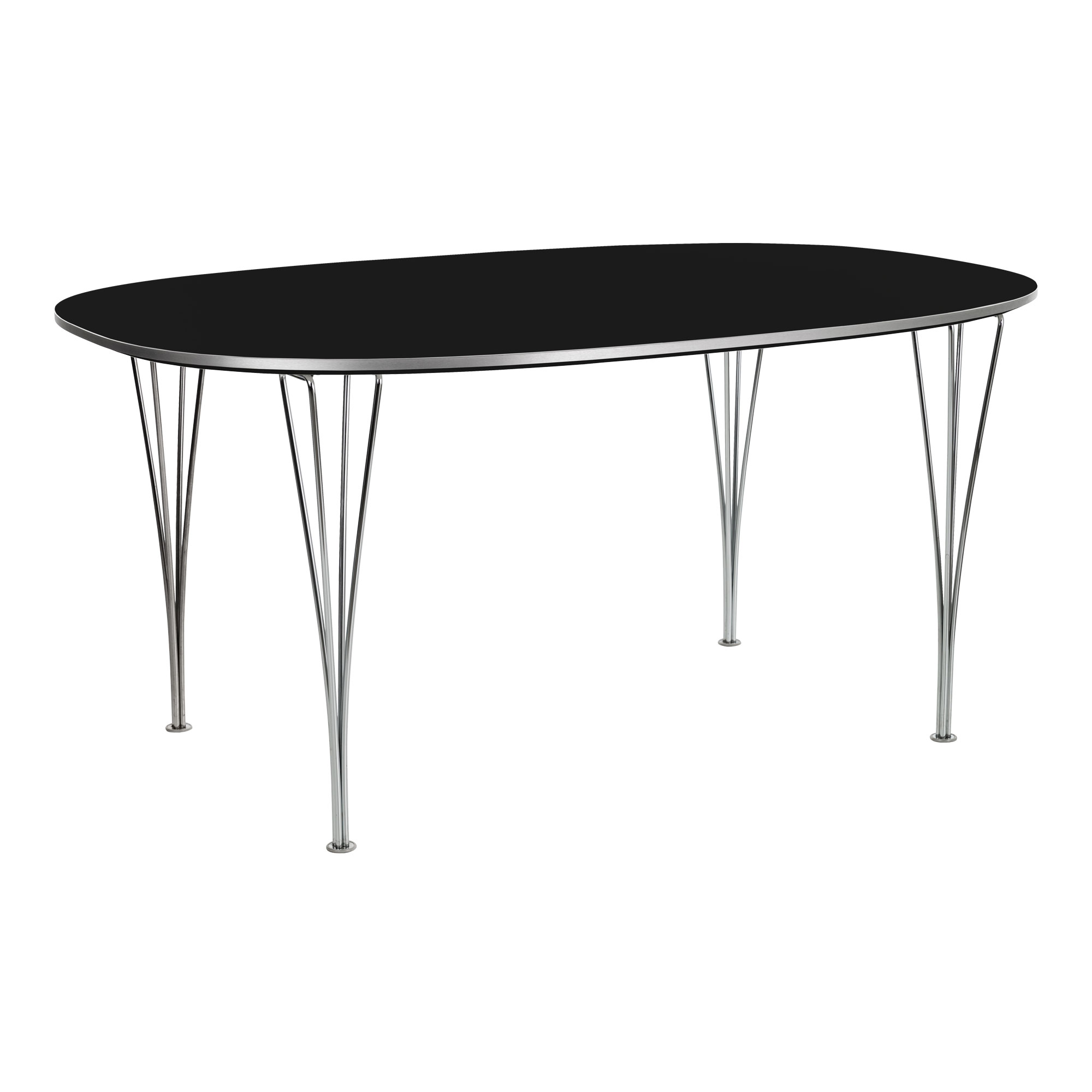Fritz Hansen - B616 Superellips, 100x170 cm, Laminat, Svart, Krom - Matbord - designer_arne_jacobsen,Bruno Mathsson,Piet Hein - Svart - Metall/Trä
