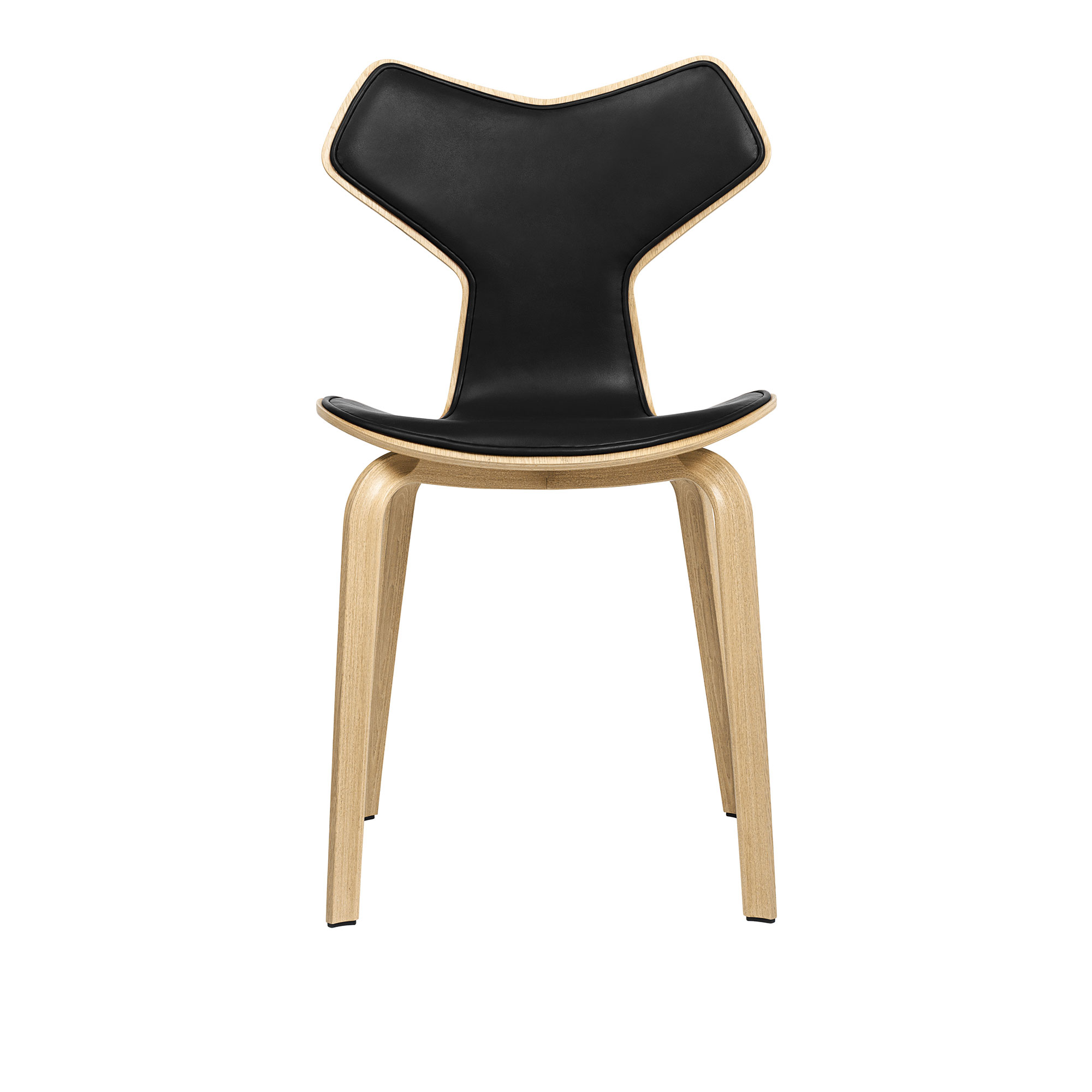 Fritz Hansen - 4130 Grand Prix, Ek, Framsidesklädd, Läder, Elegance Svart - designer_arne_jacobsen - Svart - Läder/Metall/Trä