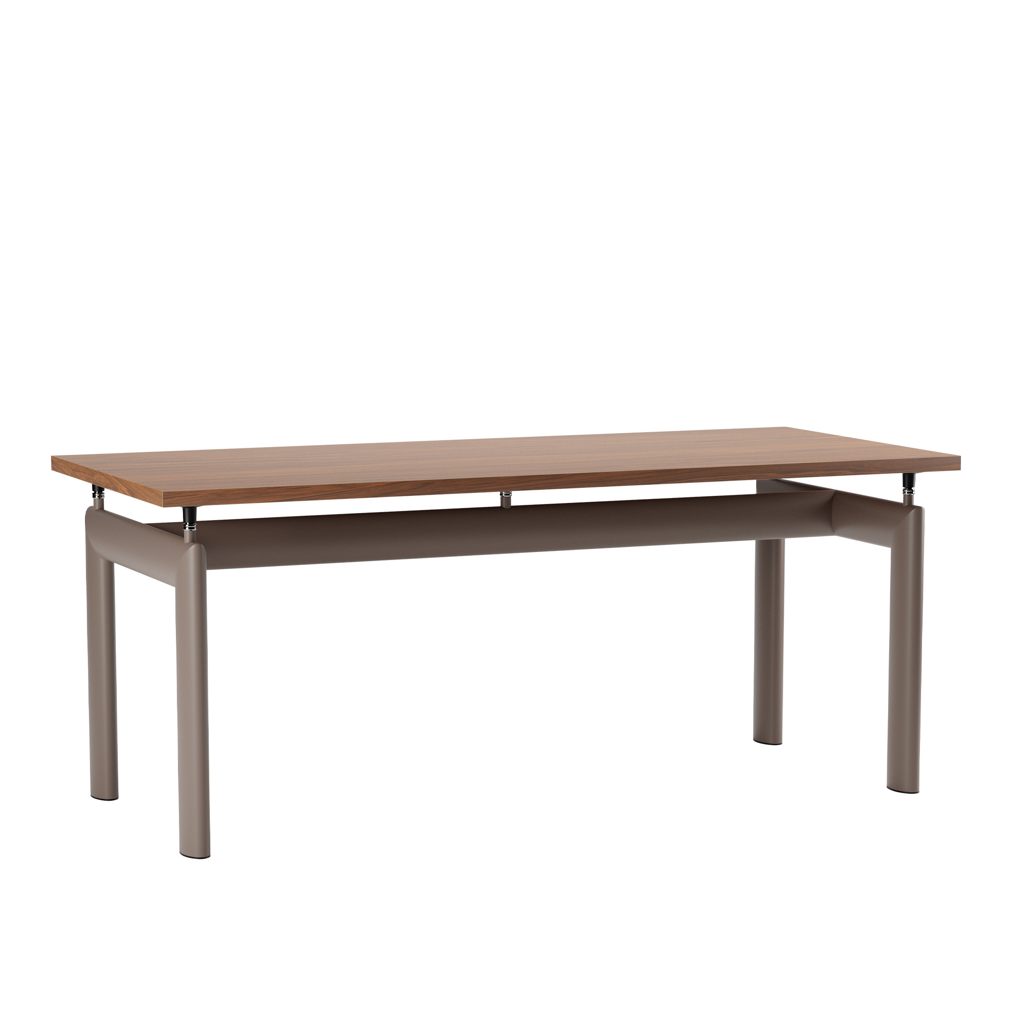 Cassina - LC6 Table, Taupe Enamel Steel Base, American Walnut, 170 X 75 cm - Matbord - designer_charlotte_perriand,designer_le_corbusier,designer_pierre_jeanneret - Beige,Träfärgad - Metall/Trä