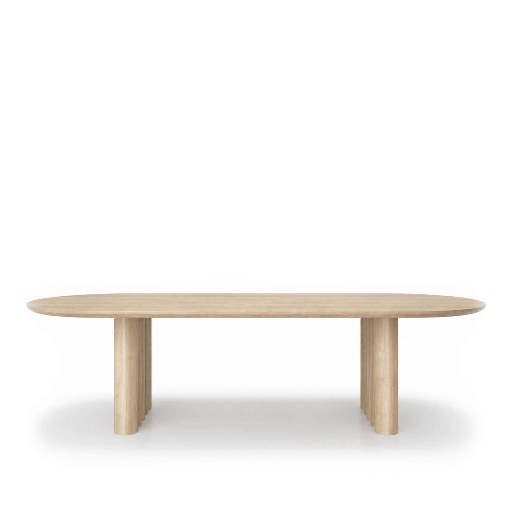 Dk3 - Plush Table Oval 30mm tabletop 130mm legs L300 x W100 x H72 cm Max 2 extension leaves Oak - soap - Matbord - Jacob Plejdrup - Beige - Trä | Möbler - Bord - Matbord | Möbelexperten