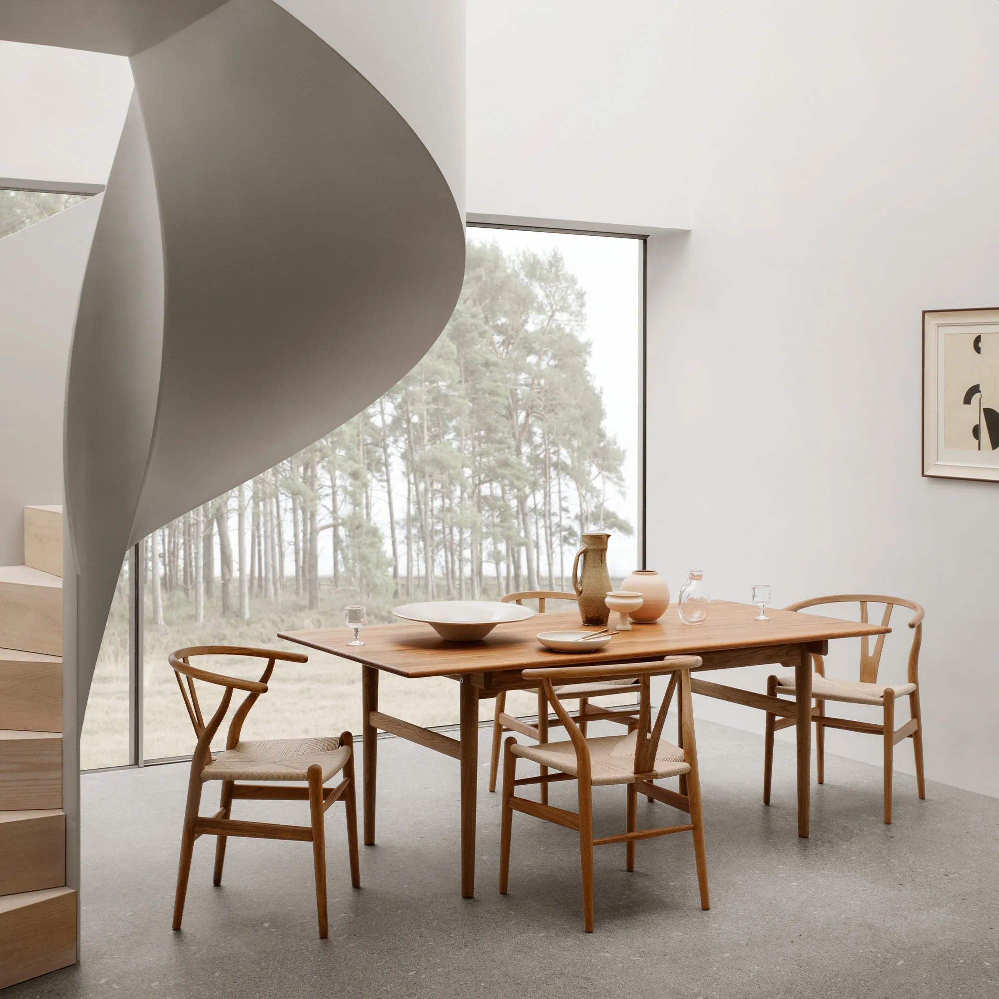 CH24 Y-stolen teak/naturflätat papperssnöre