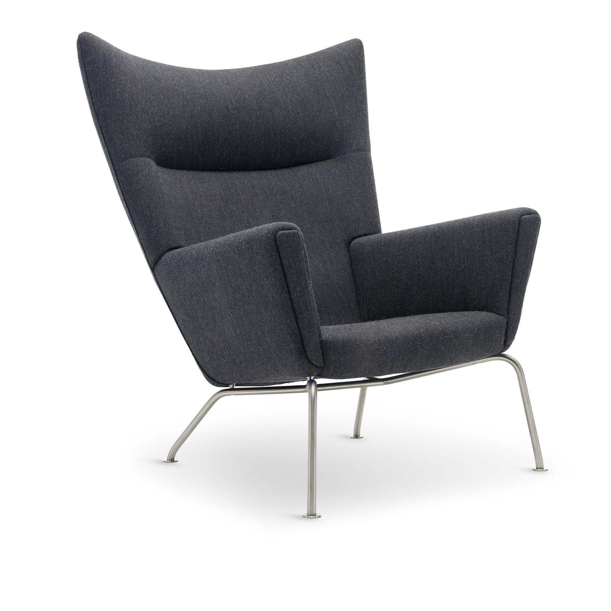 carl hansen - ch445 wingchair fiord 191 stainless hr fsc®70% - fåtöljer - hans j. wegner - blå - trä