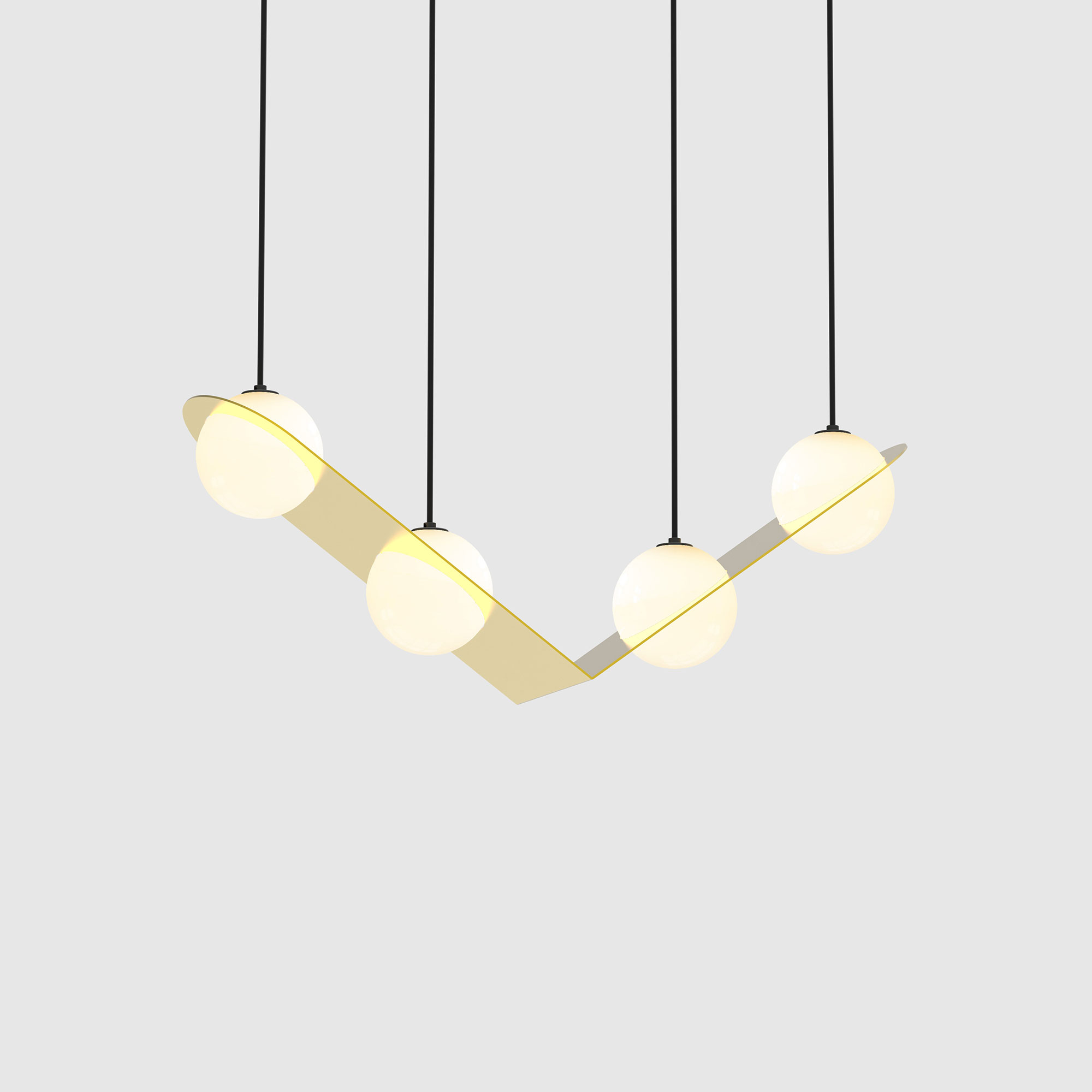 Lambert & Fils - Laurent 02, Parallel, Brass frame, Black wires, Black canopy - Pendellampor - Guld