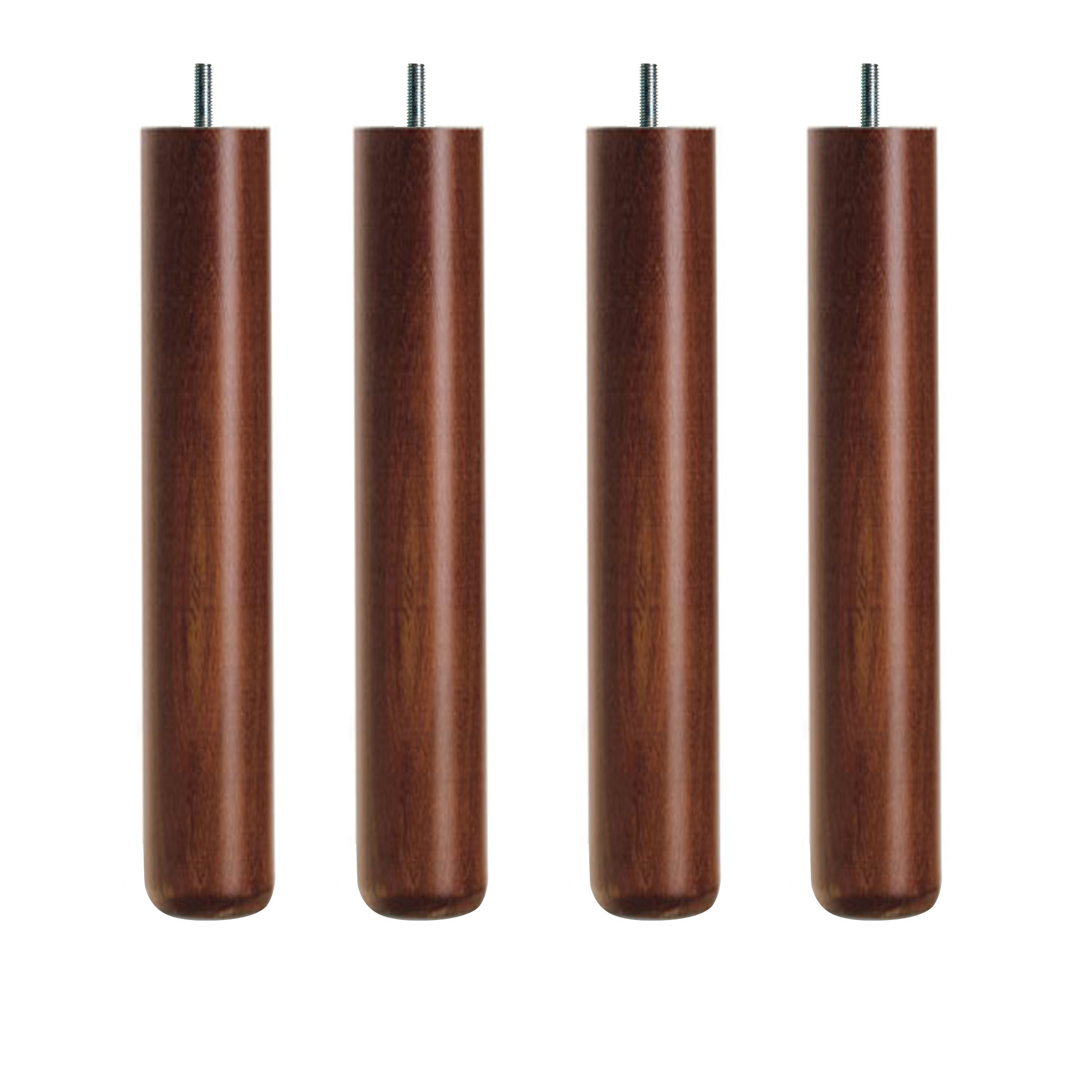 DUX - Runda Ben Ø 5,5 cm, Höjd 30 cm Valnöt, 4-pack - Sängben - Träfärgad