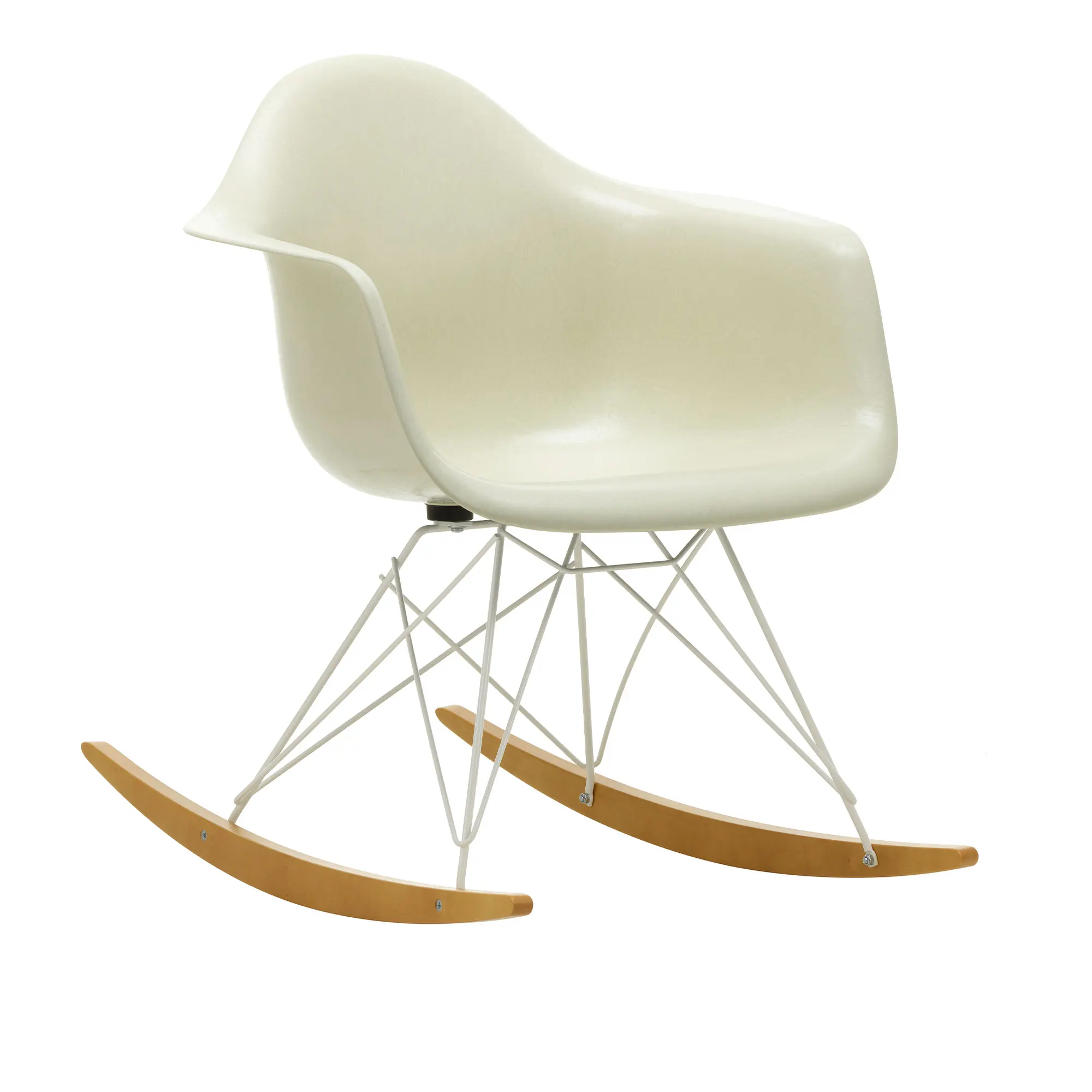 Eames Fiberglass Armchair RAR gyngestol White/Golden Maple