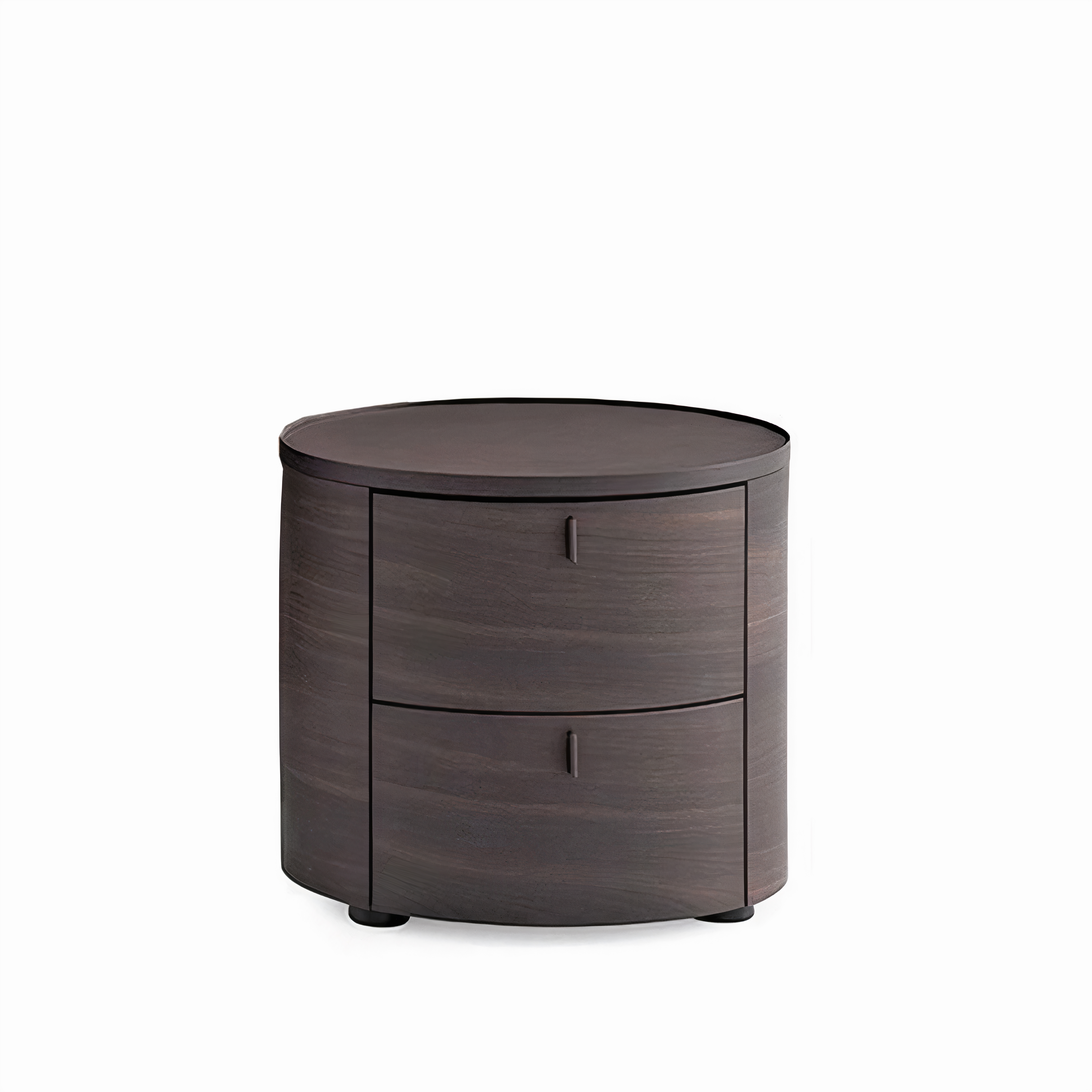 Poliform - Onda nattbord 2 skuffer, Structure Spessart Oak, Top Spessart Oak, Handles Hide 2 Nero - Nattbord - Grå - Tre
