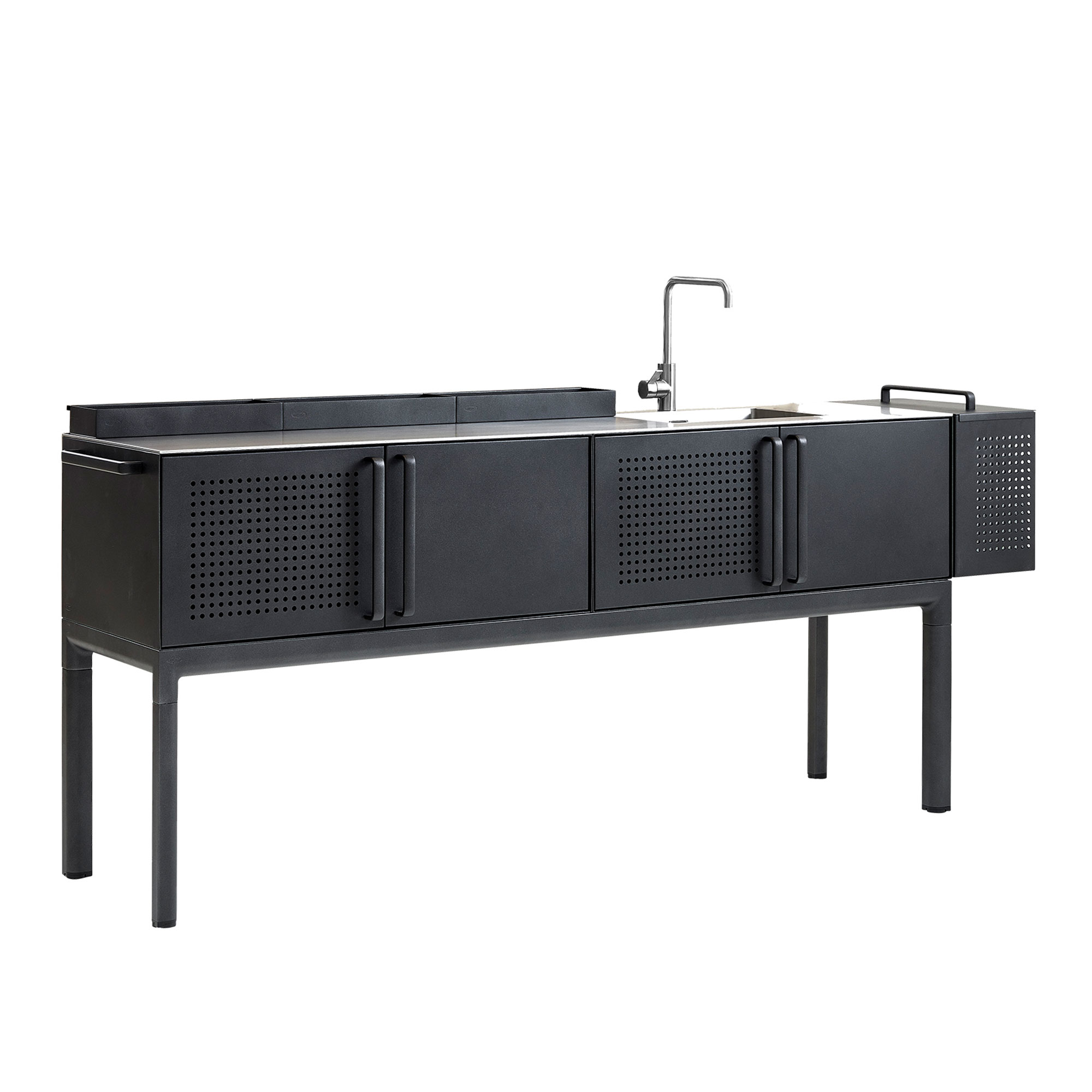 Cane-Line - Drop Köksmodul med bänkskiva, inkl. soptunna och 3 hyllor - Utekök - Cane-line Design Team | Utemöbler - Utomhuskök - Utekök | Möbelexperten