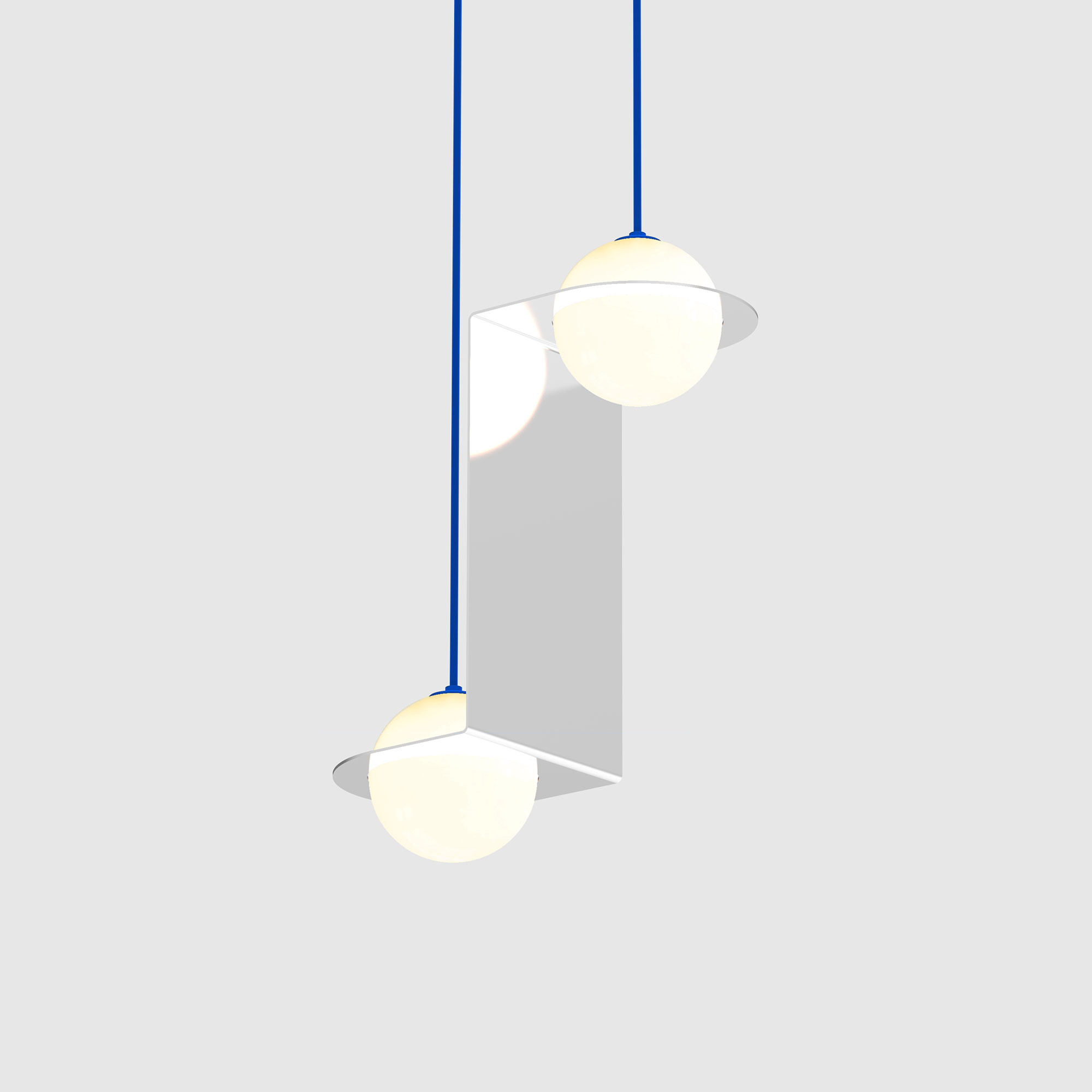 Lambert & Fils - Laurent 05, Parallel, Chrome frame, Blue wires, Black canopy - Pendellampor - Silver