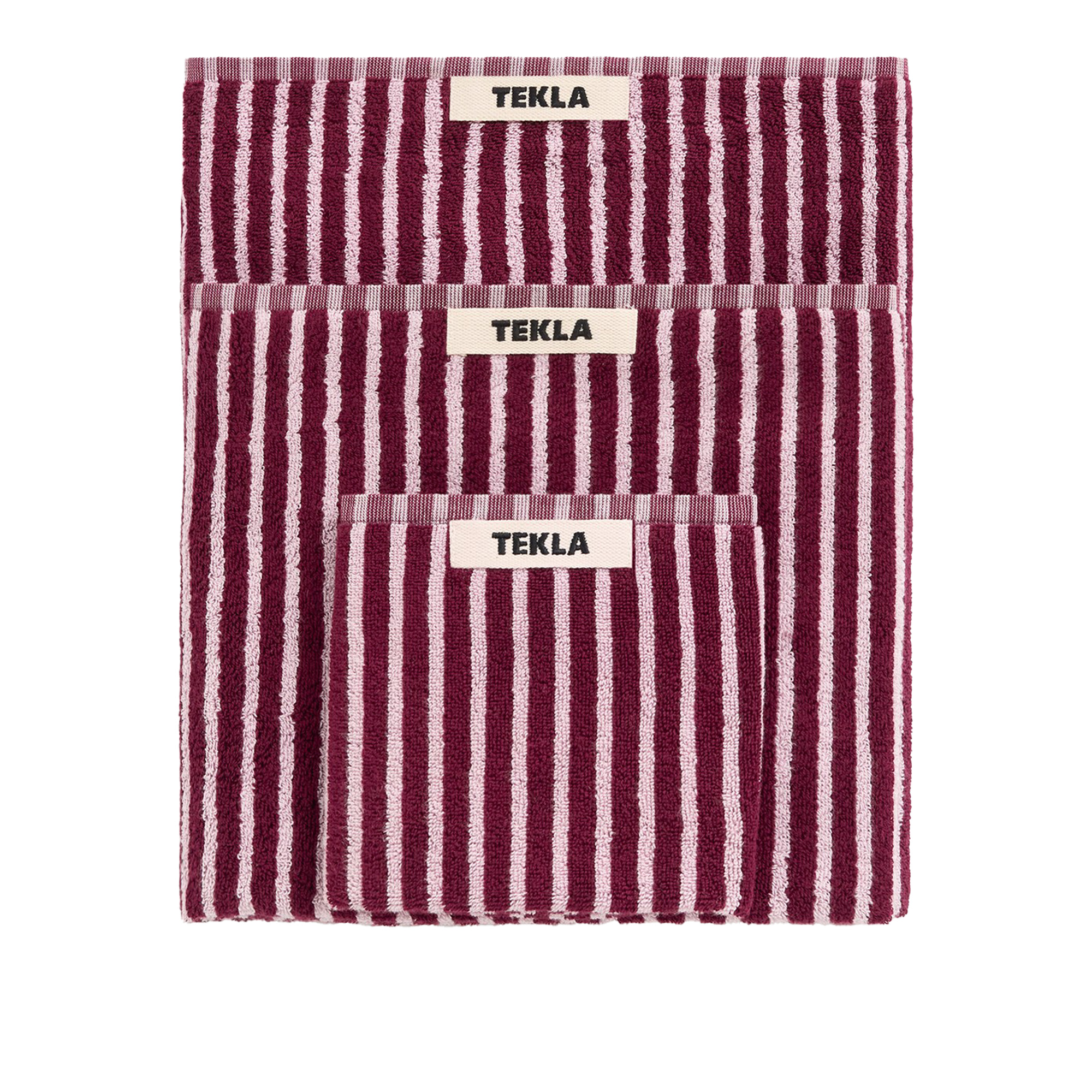 Tekla - Terry Towel - Striped - Red Rose 50x90 - Handdukar och badlakan - Röd | Textilier - Badrumstextilier - Handdukar Och Badlakan | Möbelexperten