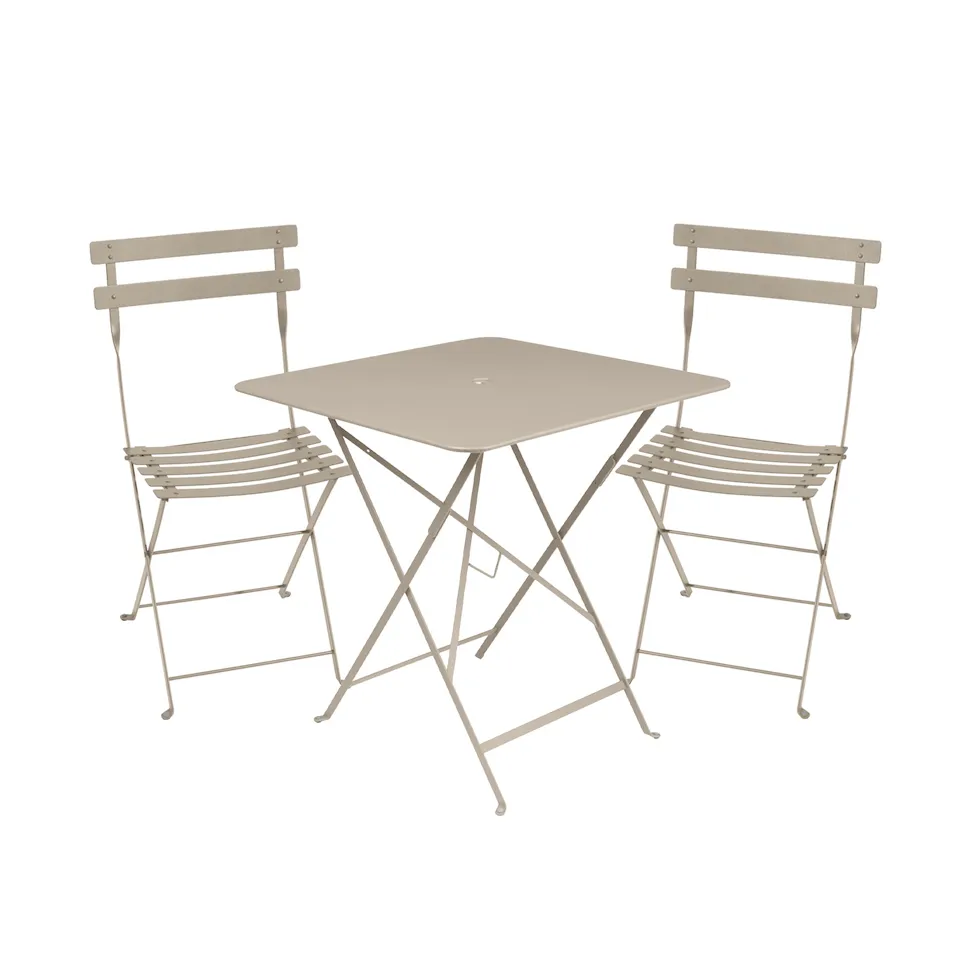 Bistro matgrupp bord 71cm & 2 metall stolar