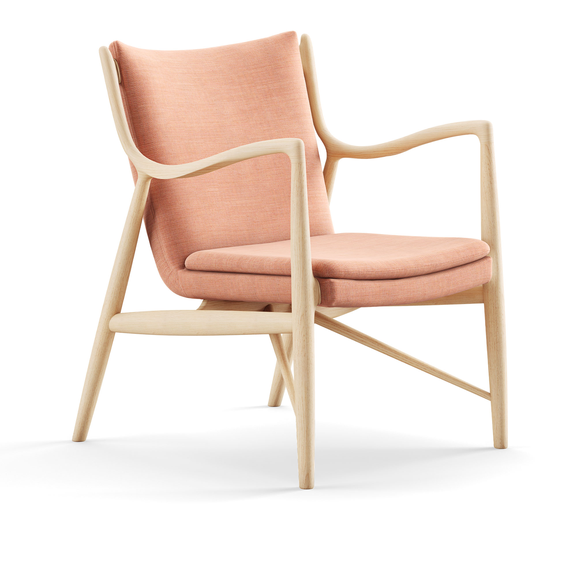 House of Finn Juhl - 45 Chair, Clear oiled oak, Cat. 1 Remix 612 - Fåtöljer - Finn Juhl - Rosa,Träfärgad - Trä/Textilmaterial