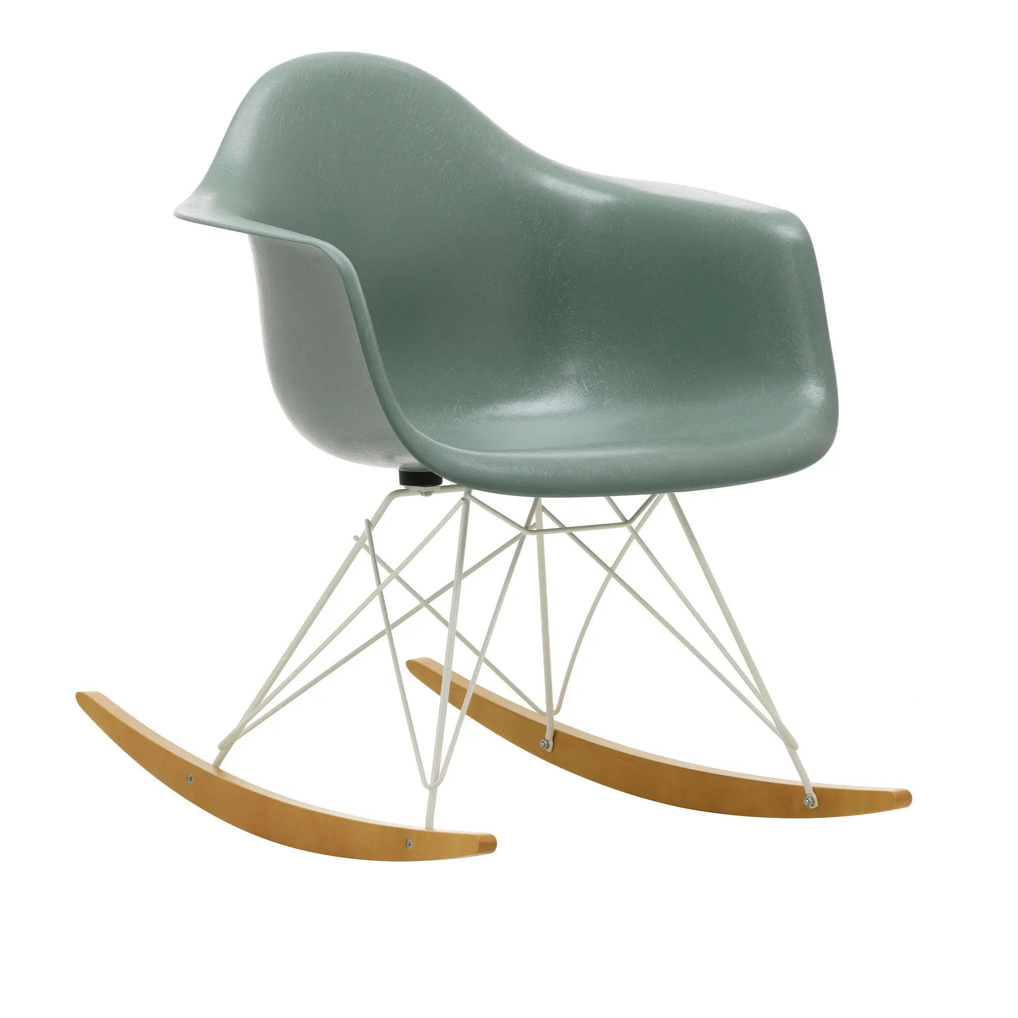 Eames Fiberglass Armchair RAR gyngestol White/Golden Maple