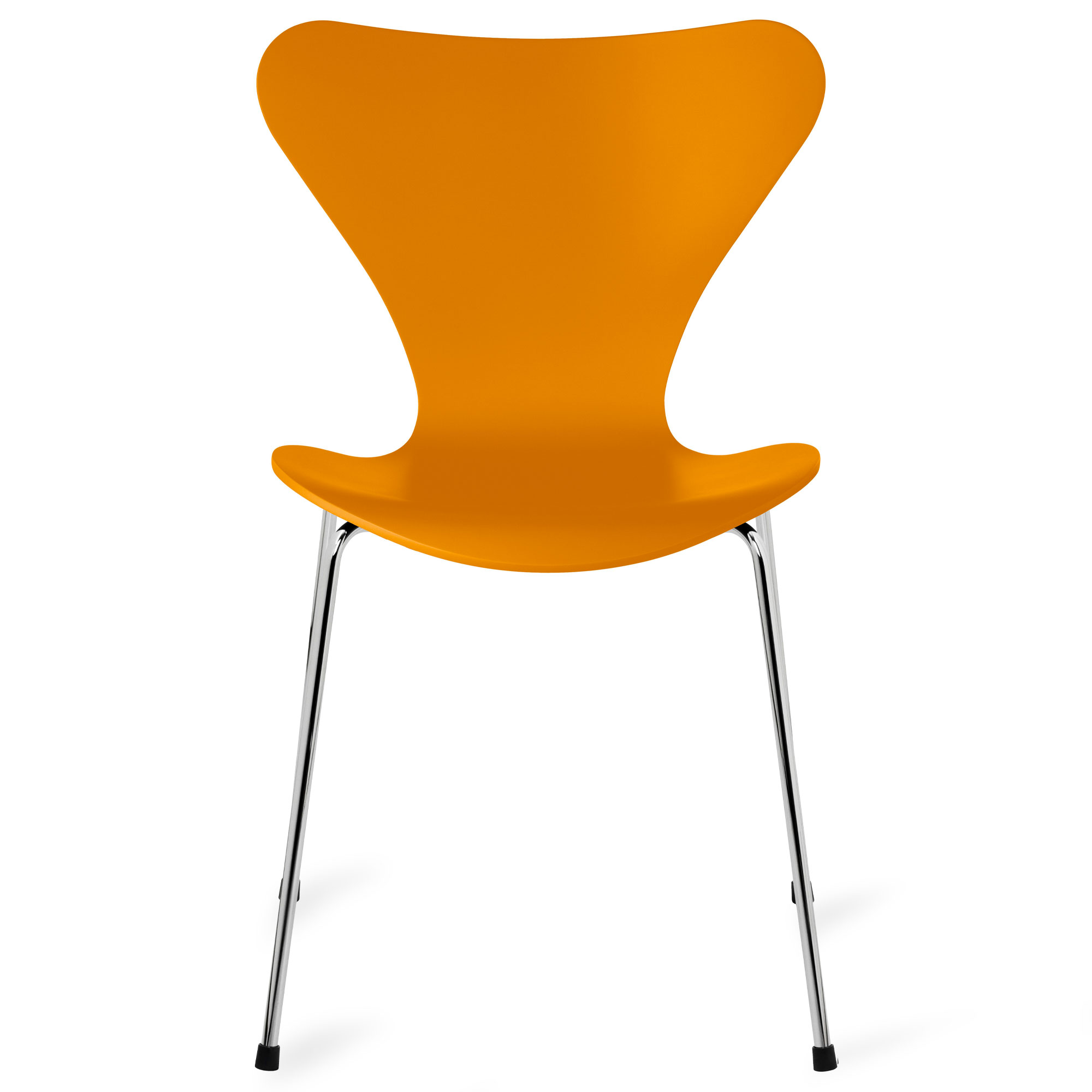 Fritz Hansen - Sjuan 3107 stol lackerad bokfan&eacute;r chrome / burnt yellow - Matstolar - Arne Jacobsen - Gul - Metall/Tr&auml;
